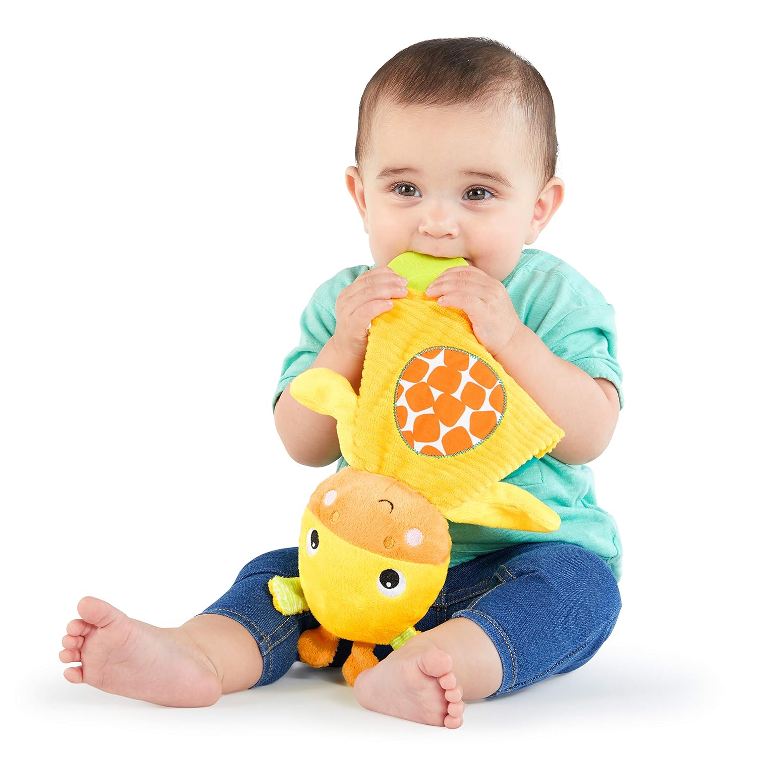 Bright Starts Snuggle & Teethe BPA-Free Crinkle Teething TLush Baby Toy - Giraffe