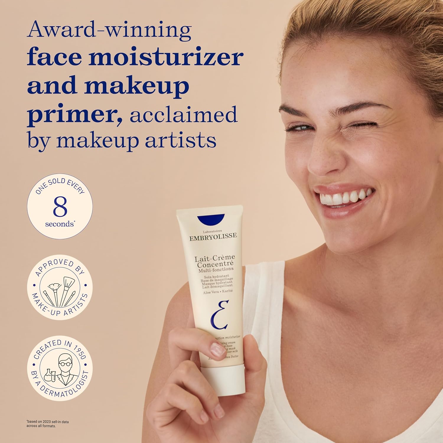 Embryolisse Lait-Crème Concentré, Multifunction Daily Face Moisturizer and Makeup Primer, Suitable for All Skin Types. French Face Cream With Shea Butter & Aloe Vera