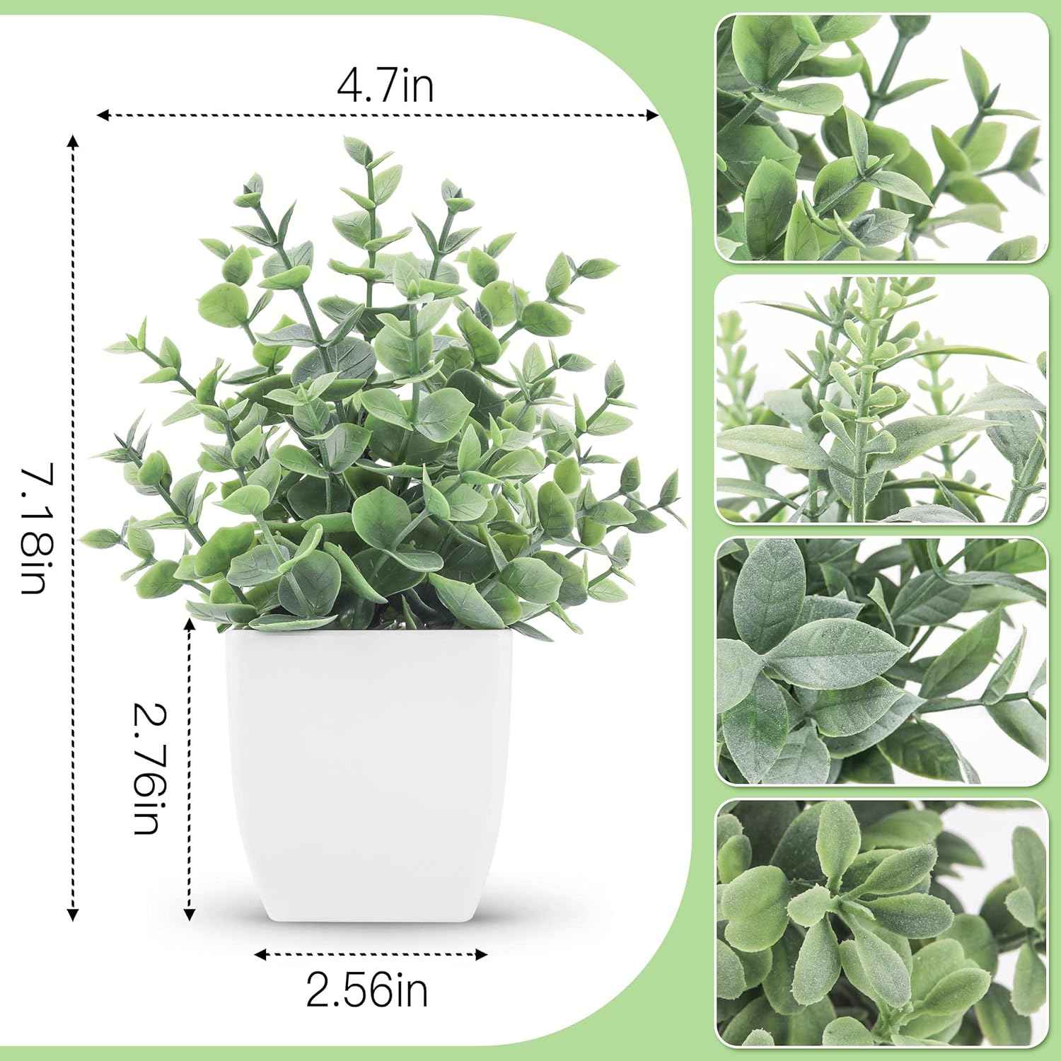 Der Rose 4 Pack Fake Plants Mini Artificial Greenery Potted Plants for Home Decor Indoor Office Table Room Farmhouse Bathroom Decor