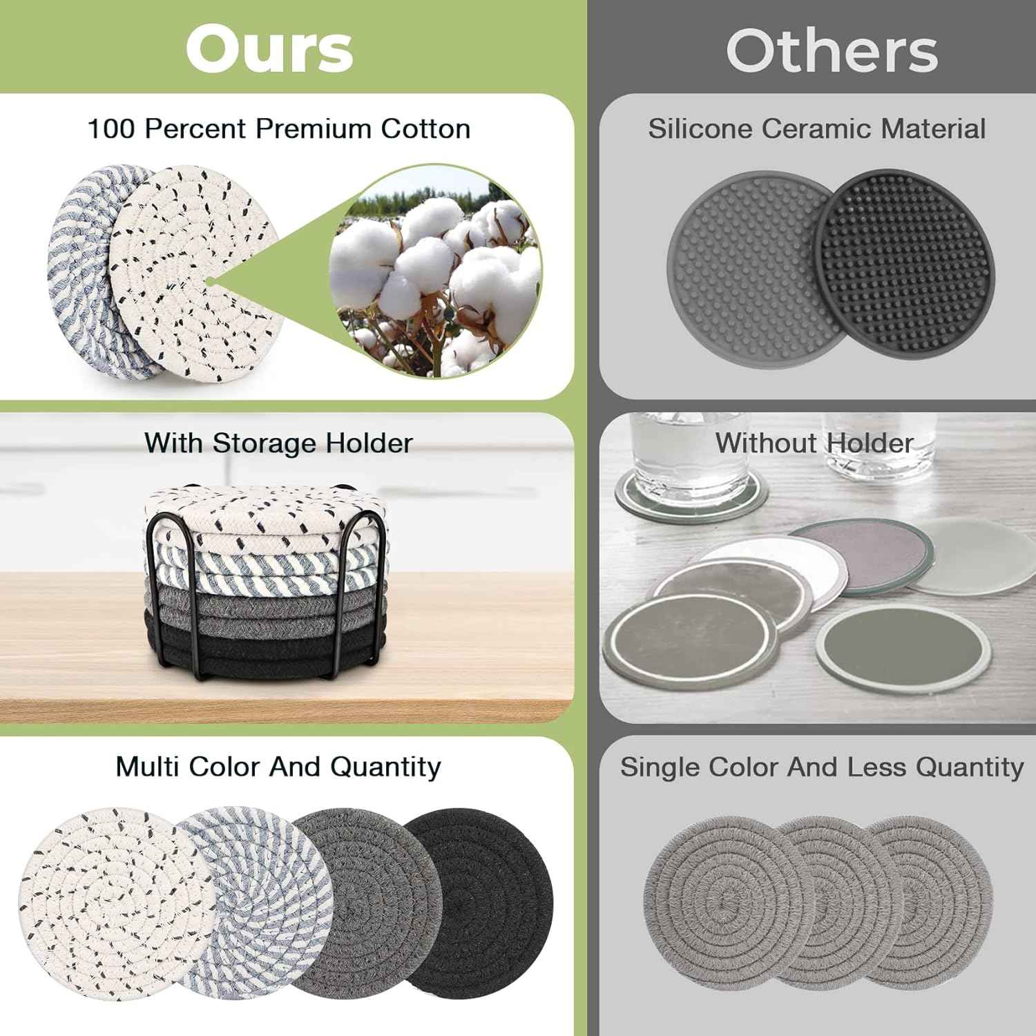 Coasters for Drinks, Coasters Set of 4 - Color, 8 Pack Coaster Set, Absorbent Coaster with Holder, Coffee Table Decor, Living Room Decor for House Warming Gifts