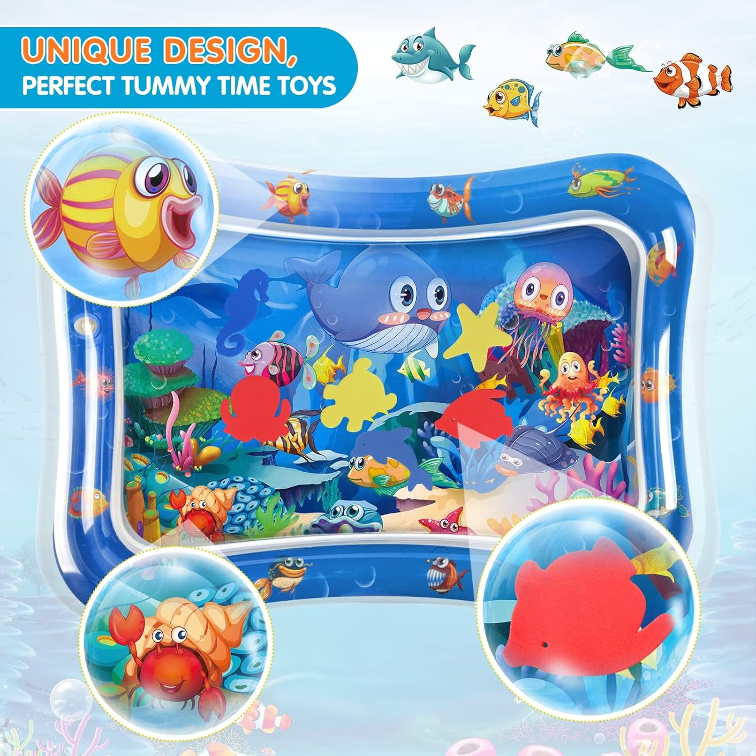 Infinno Inflatable Tummy Time Mat Premium Baby Water TLay Mat for Infants and Toddlers Baby Toys for 3 to 24 Months, Strengthen Your Baby's Muscles, Portable