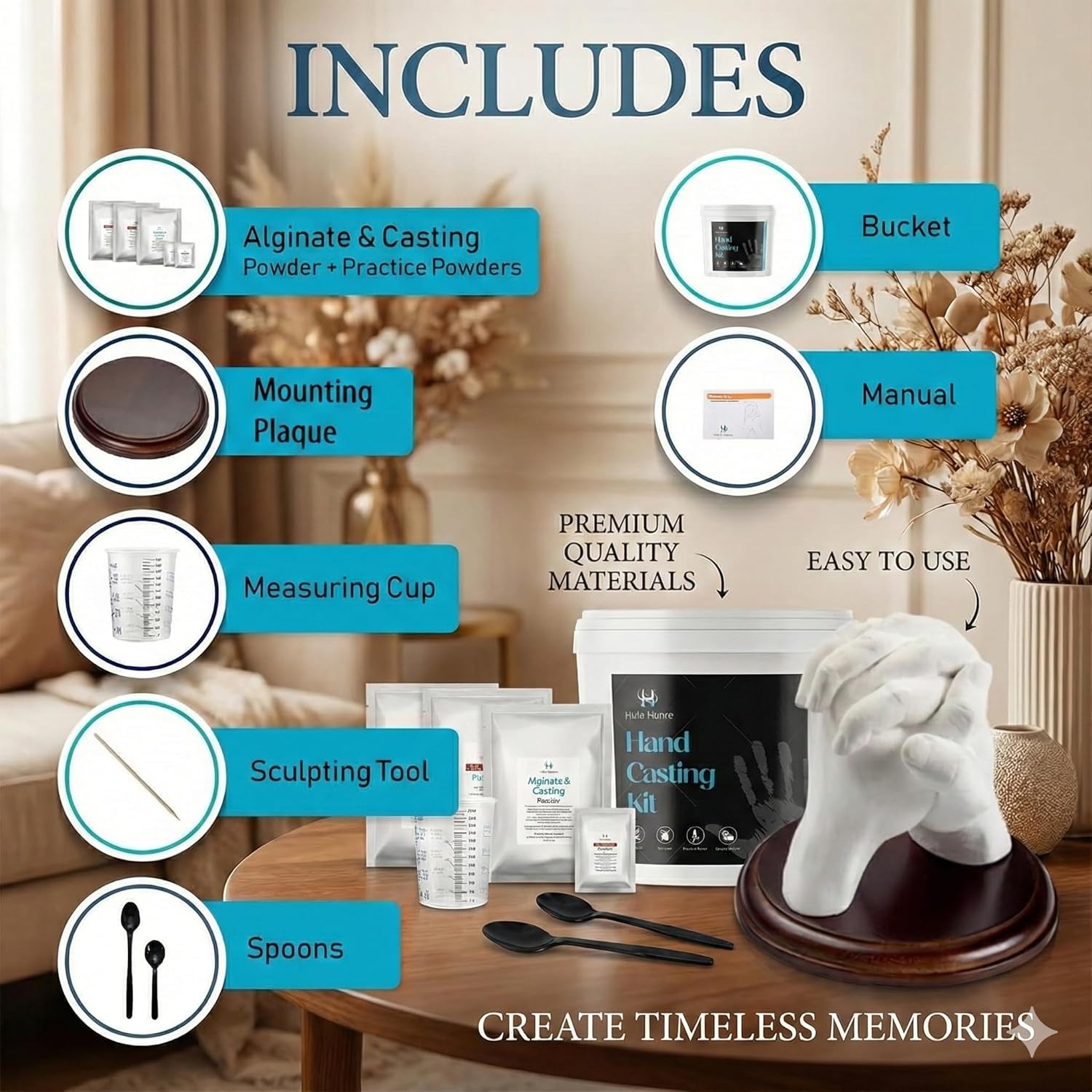 Hula Home Hand Casting Kit for CouTLes or Family with Mounting TLaque | Anniversary DIY Gifts Her & Him, Keepsake Sculpture Wedding Kids,