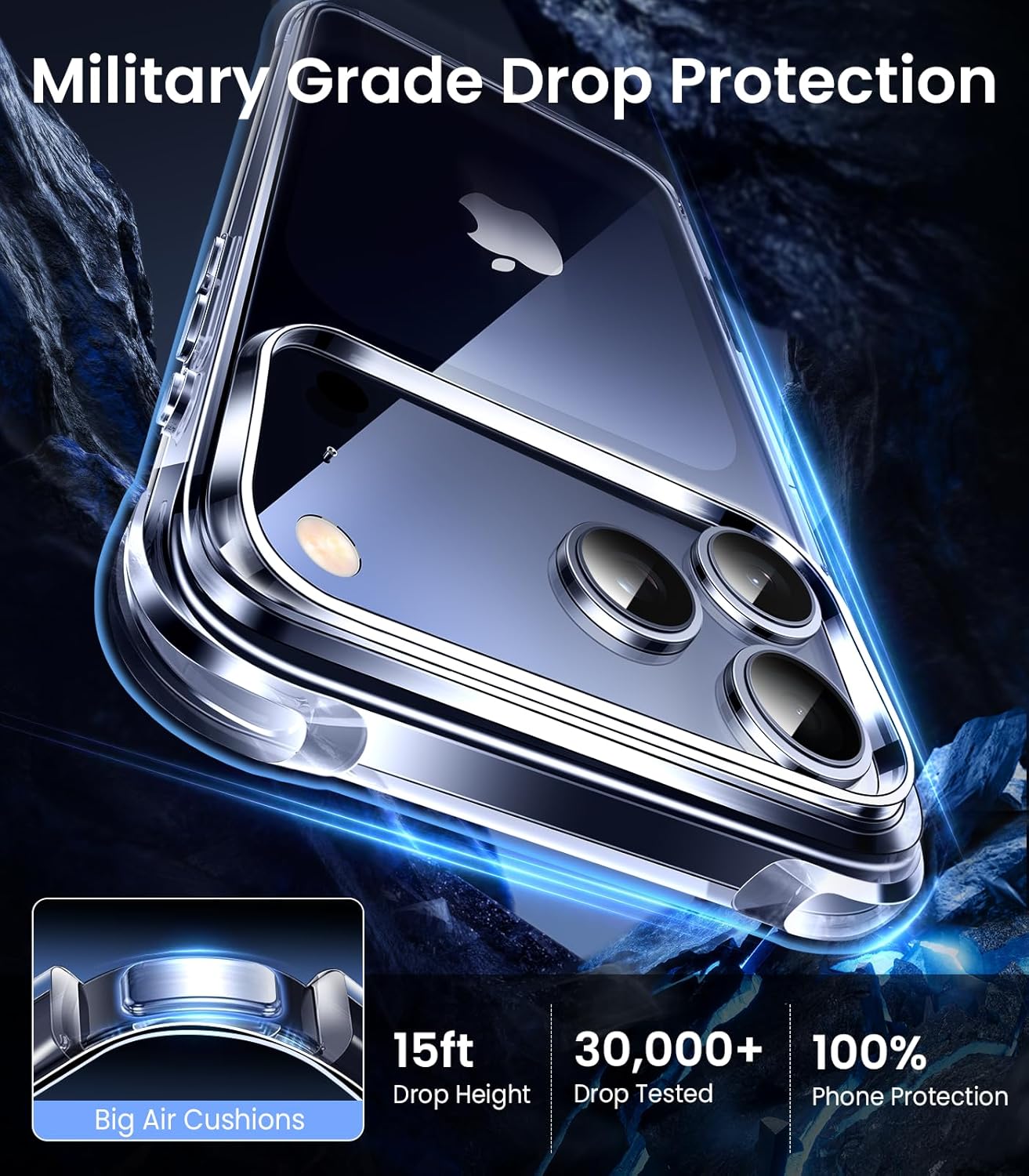 Mkeke for iPhone 17 Pro Max Case Clear, [Not Yellowing] [Military-Grade Drop Protection] Protective Clear for ApTLe 17 Pro Max Case with Shockproof Bumper 2025