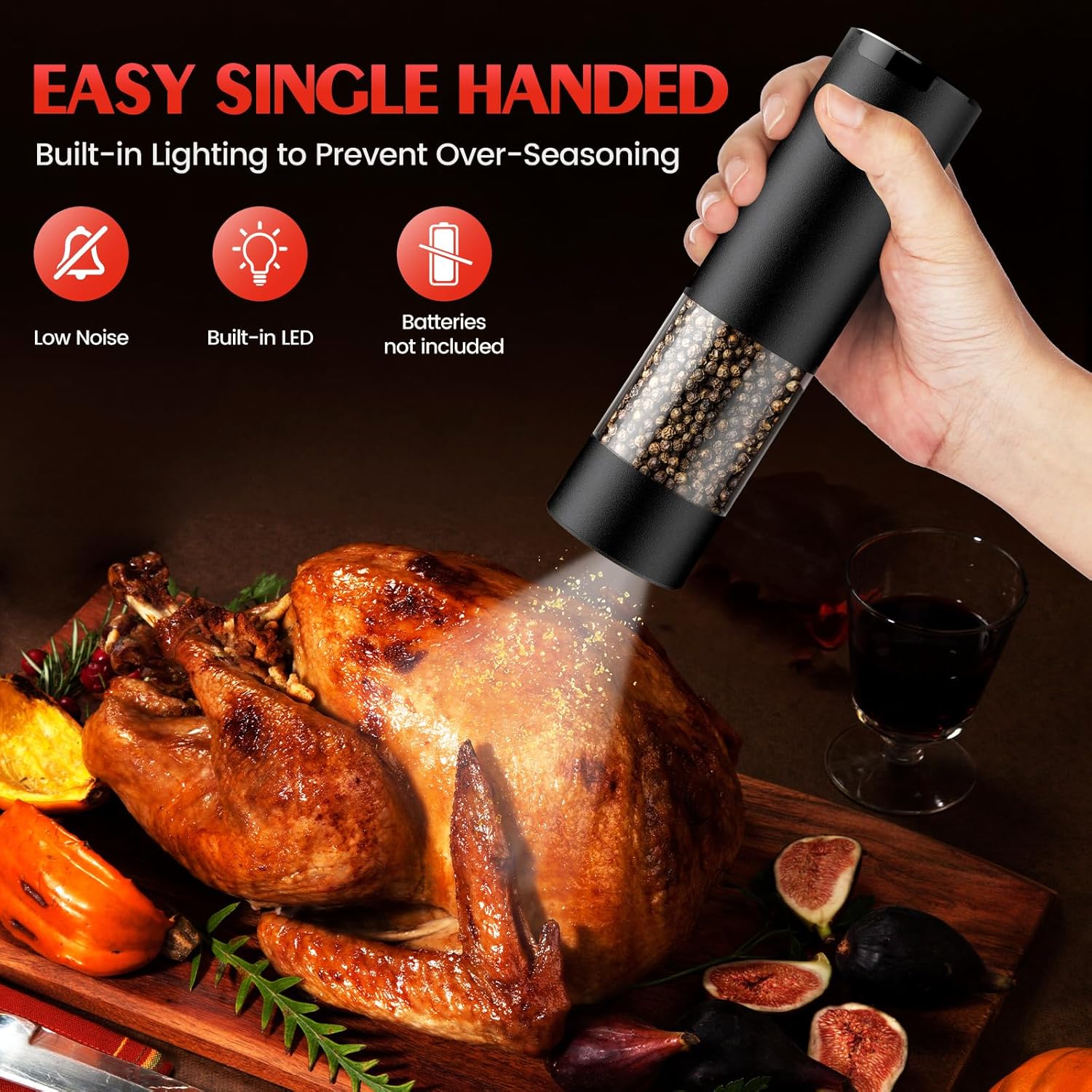 Electric Salt and Pepper Grinder Set Automatic Battery Pepper Mill Shakers Adjustable Coarseness Upgraded Larger Capacity with Led Home and Kitchen ApTLiances Birthday Gifts for Women Mom