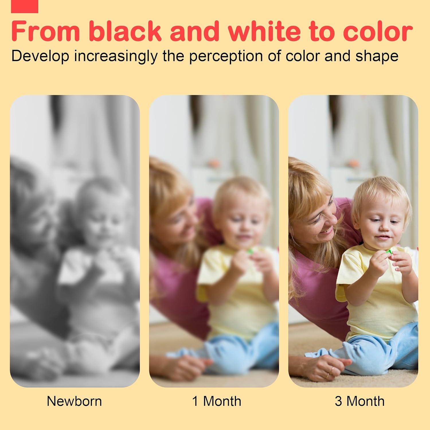 URMYWO Black and White Baby Toy, Tummy Time High Contrast Newborn Toys 0-3 Months, Soft Baby Book, Visual Stimulation Montessori Sensory Infant Toys 0-6-12 Months, Boy Girl Shower Gift, Easter Stuffer
