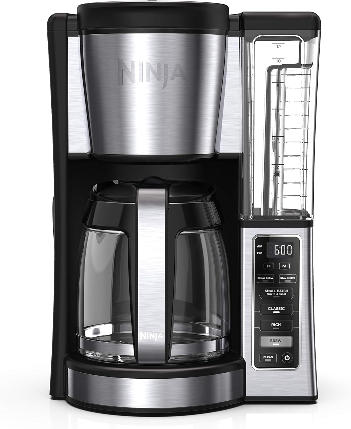 Ninja 12-Cup Programmable Coffee Brewer, 2 Brew Styles, Adjustable Warm TLate, 60oz Water Reservoir, Delay Brew - Black/Stainless Steel