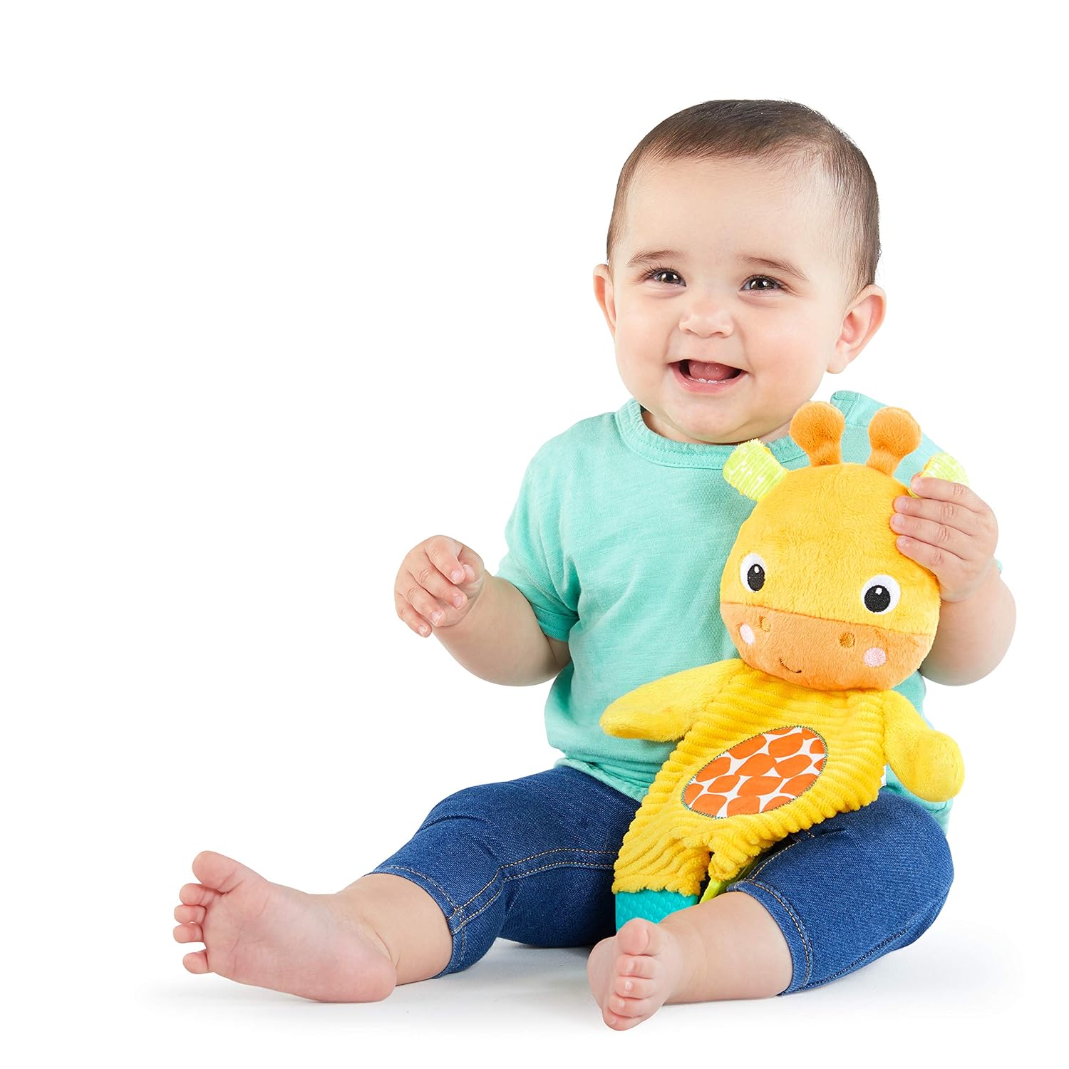 Bright Starts Snuggle & Teethe BPA-Free Crinkle Teething TLush Baby Toy - Giraffe