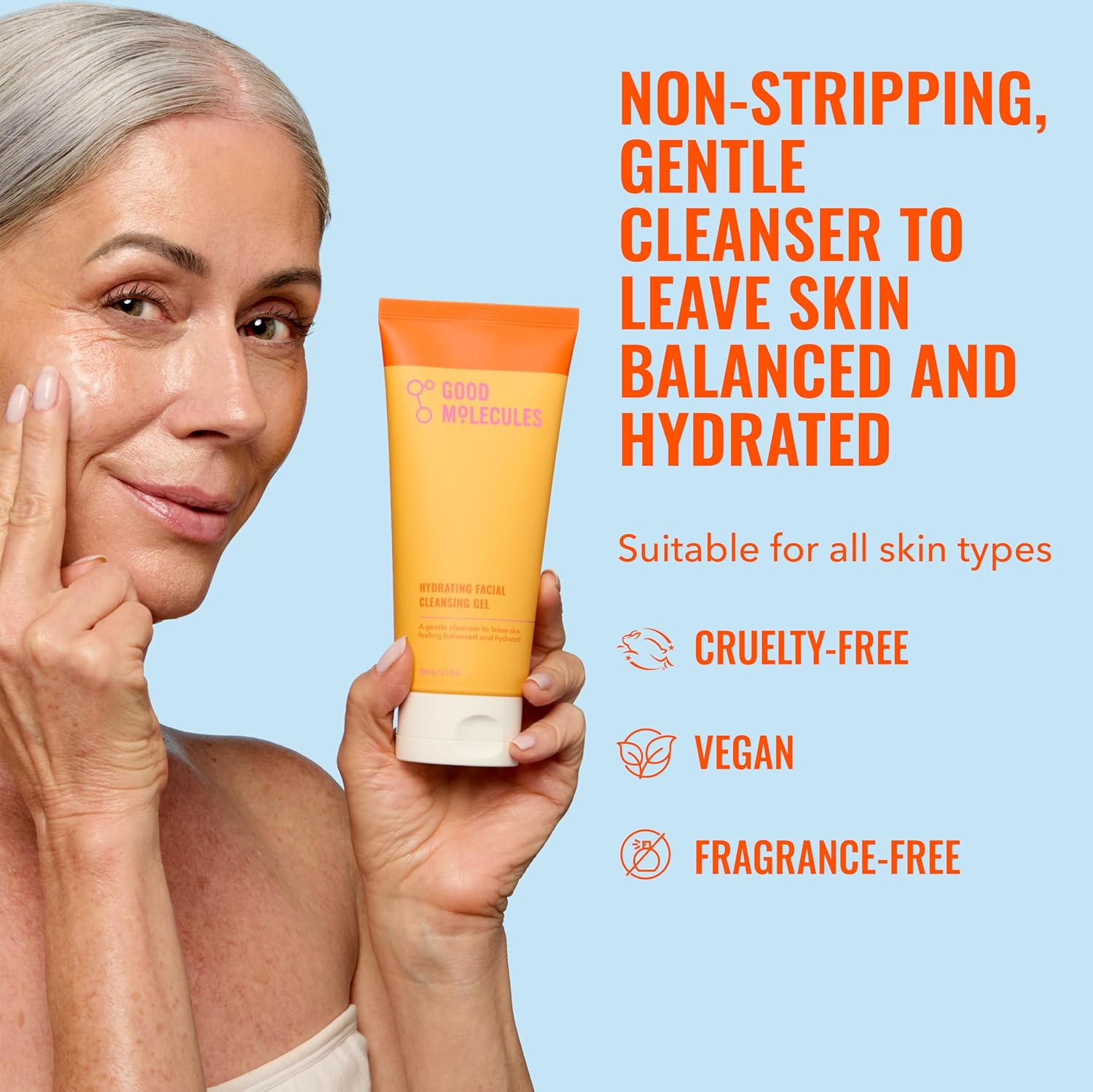 Good Molecules Hydrating Facial Cleansing Gel - Face Wash with Rosewater and PineapTLe Extracts to Brighten, Cleanse, and Moisturize - Facial Cleanser, Skin Care