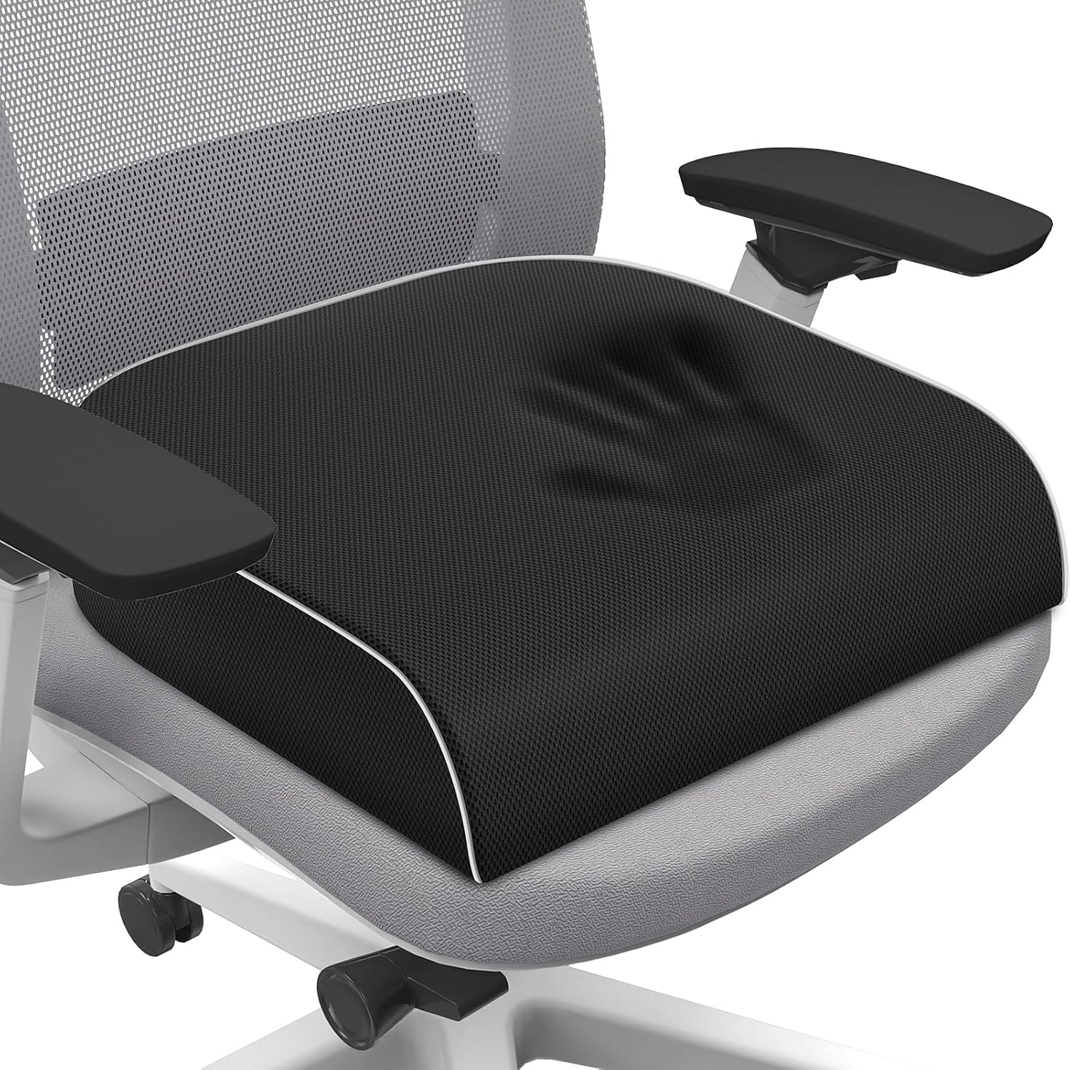 SweetSlubr Seat Cushion for Tailbone Pain Relief, Office Chair Cushion, Memory Foam Large Cushion with Non-Slip Cover for Soft Support at Office Chair, Car Seat, AirTLane, Floor Pillow, Black/Large