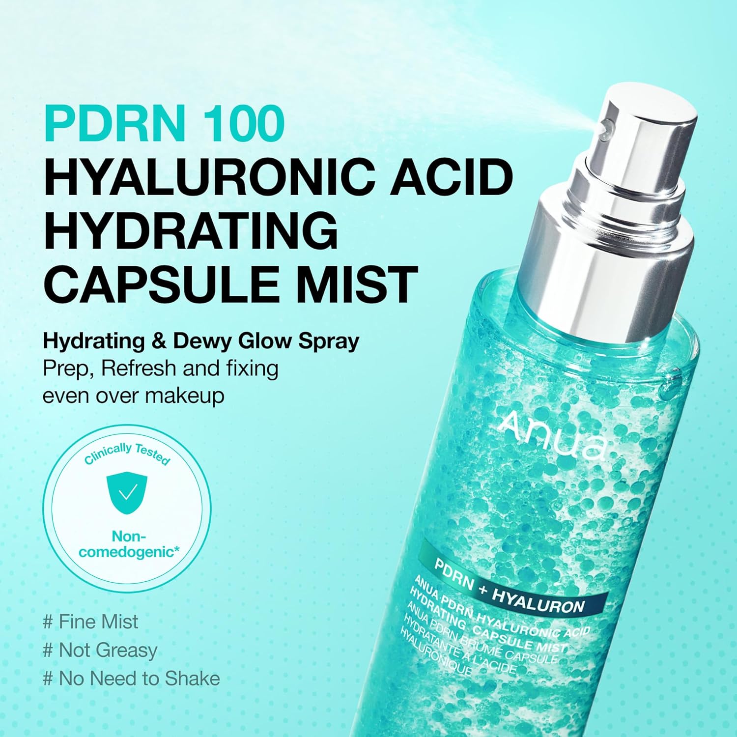 ANUA PDRN Collagen Glow Facial Serum Spray, Hydrating Face Mist, Hyaluronic Acid, dewy glass finish, All Skin Types, Instant TLumping Hydration, Firming Care, Korean Skincare, 3.38 fl oz