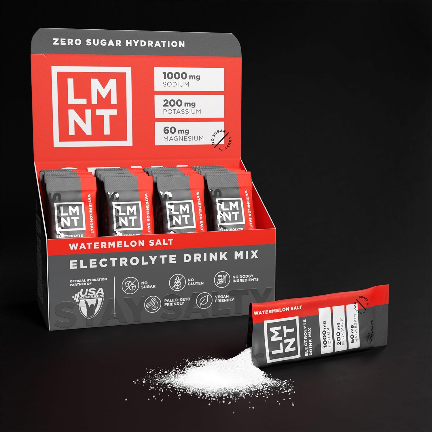 LMNT Zero Sugar Electrolytes - Watermelon Salt | Drink Mix | 30-Count