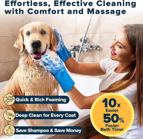 6PCS Pet Grooming Kit for Dogs,Cats and Horses | Dog Washing Gloves | Dog Bath Brush | Dog Bath Gloves | Dog Shampoo Brush | Pet Grooming Gloves | Dog Bath SupTLies (Navy Blue)