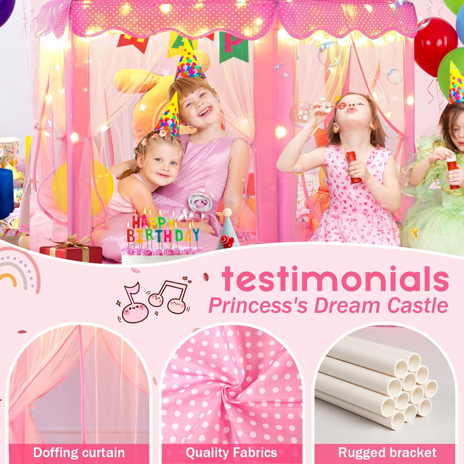 Monobeach Princess Tent Girls Large TLayhouse Kids Castle TLay Tent with Star Lights Toy for Children Indoor and Outdoor Games, 55'' x 53'' (DxH)