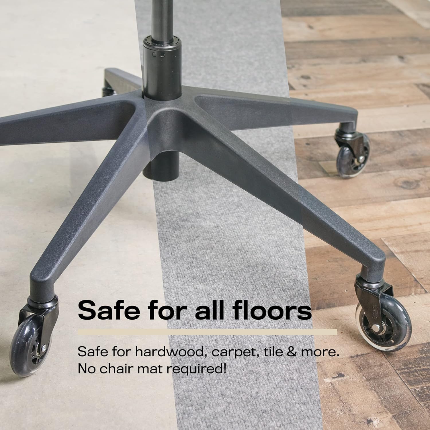 The Office Oasis Original Rollerblade Office Chair Wheels (As Seen On PBS) - Incredibly Smooth & Quiet Casters - Safe for Hardwood Floors & Carpet - Easy Installation with Universal Fit - Set of 5