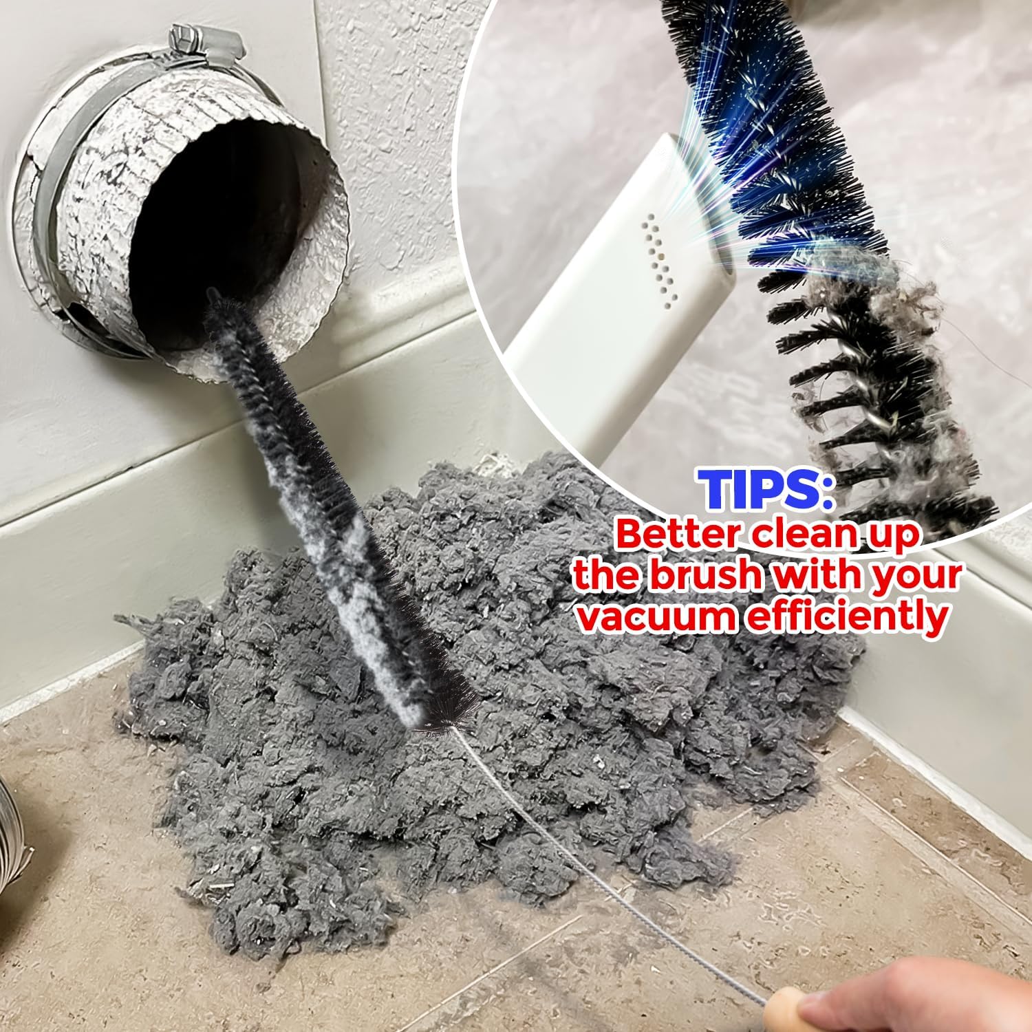 Holikme Dryer Vent Cleaner Kit 2 Pack - Household Cleaning SupTLies 304 Stainless Steel Dryer Lint Brush Home Essentials for Lint Trap Dust Vacuum Brush