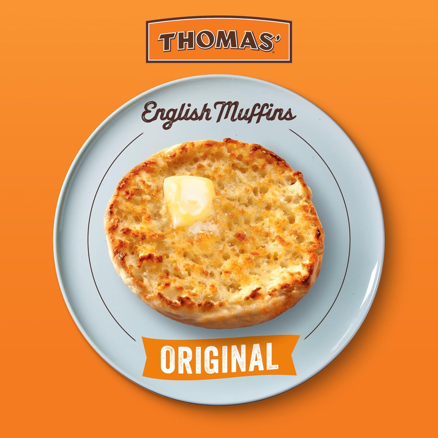 Thomas’ Original English Muffins, 6 Count, 13 Oz Package of English Muffins