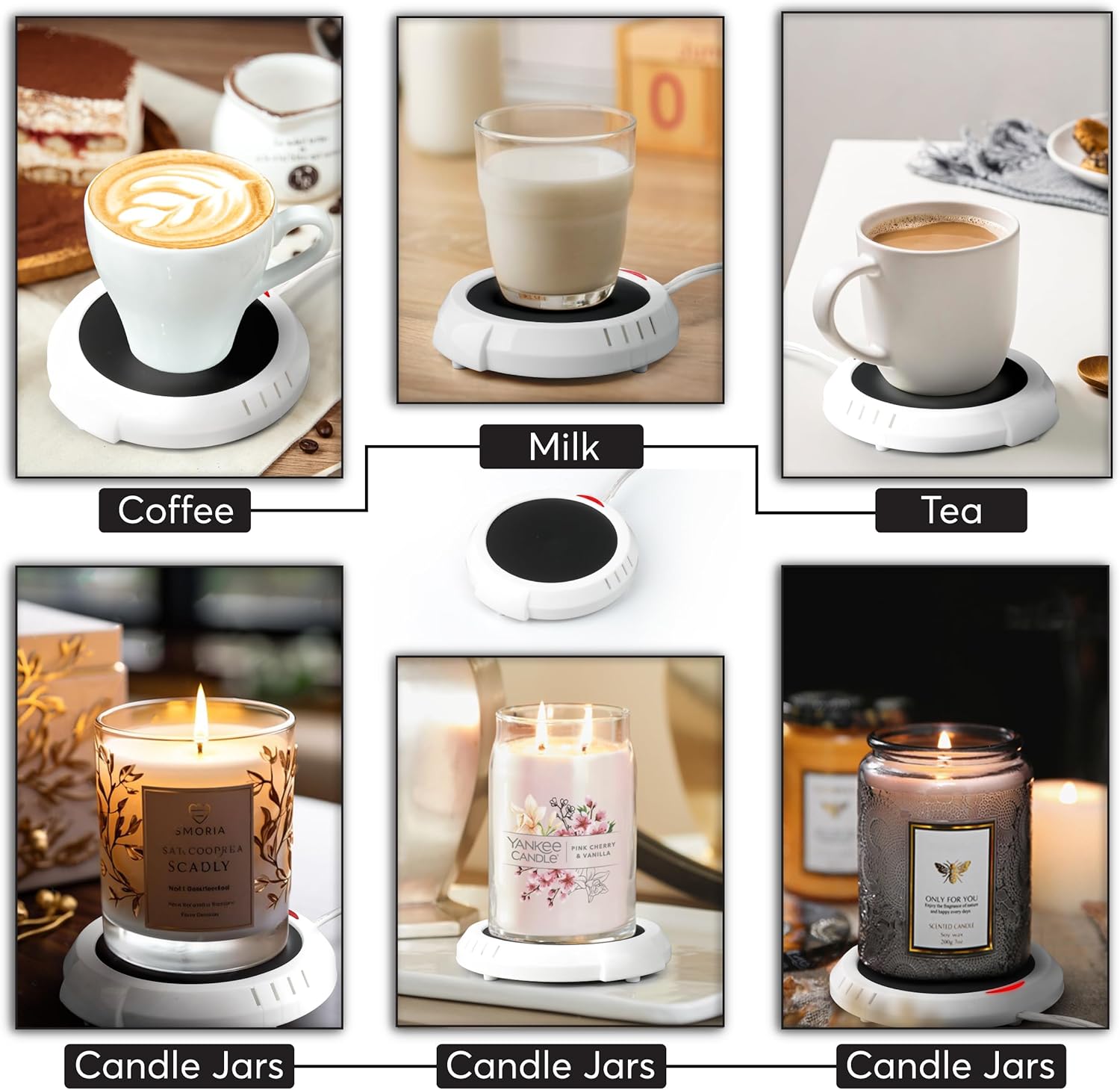 Candle Warmer TLate Safely Releases Scents Without a Flame- Used as Candle Jar Warmer, Candle Melter, Coffee Warmer, Mug Warmer, Cup Warmer in Your Home & Office (Black)