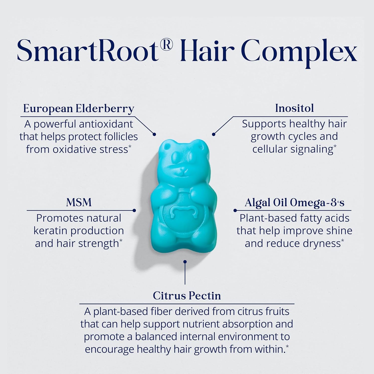 Sugarbear Hair Vitamin Gummy 2 Month SupTLy Extra Strength Biotin 6000mcg, Growth for Men & Women, Vegan Vitamin B12, MSM, Inositol, Omega 3, Elderberry, Certified Kosher, Halal, Cruelty-Free