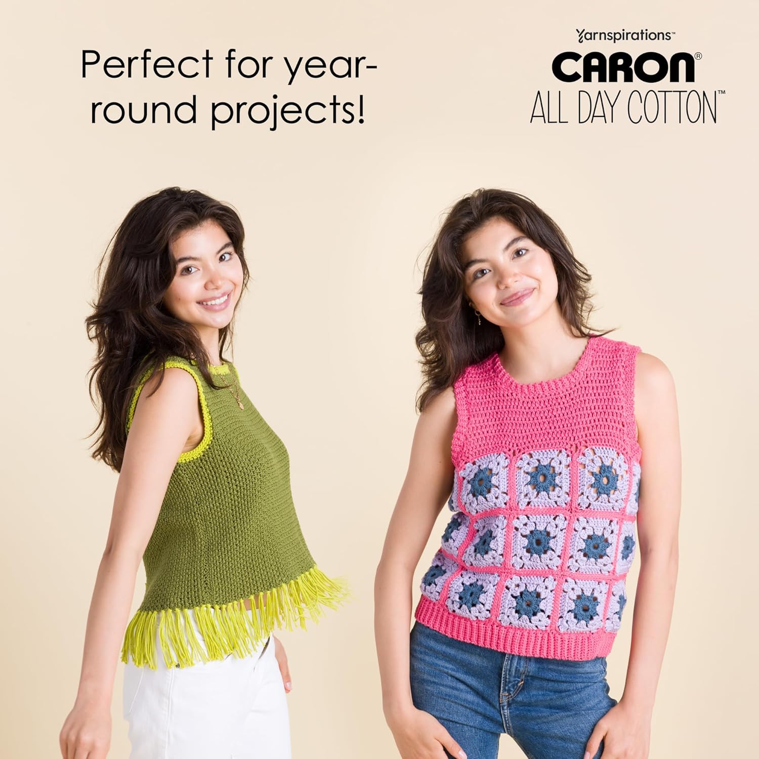 Caron All Day Cotton - 3 Pack of 173 Yards/3.52 oz Cream 100% Mercerized Cotton Yarn