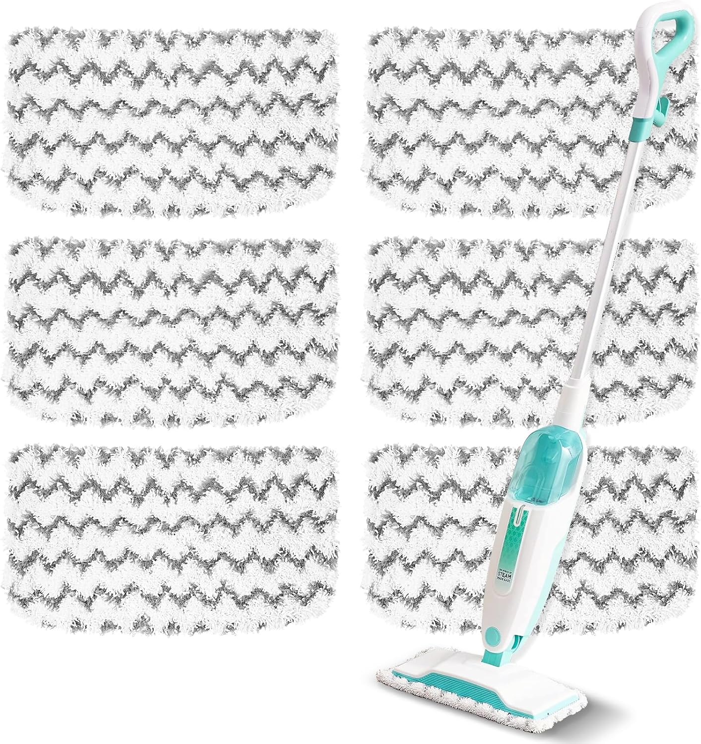 6 Pack Steam Mop ReTLacement Pads Compatible with Shark Steam Mops S1000/S1000A/S1000C/S1000WM/S1001C, Floor Steamer Pads Washable, Reusable Microfiber Cleaner Pads