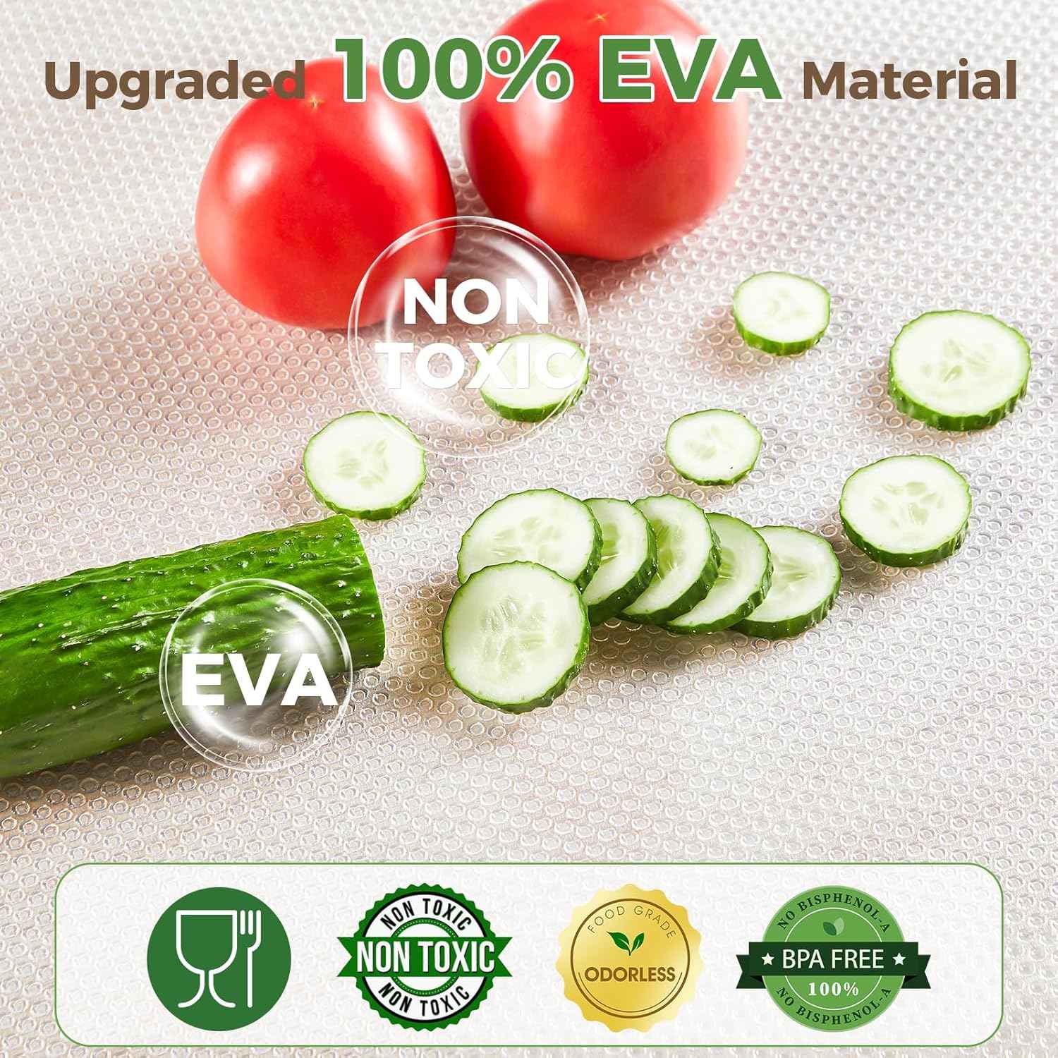 100% EVA Shelf Liner for Kitchen Cabinet, 24" x 360" Drawer Liners Non Adhesive Non Slip Waterproof Plastic Paper, Dresser Pantry Bathroom Refrigerator Protector, Clear