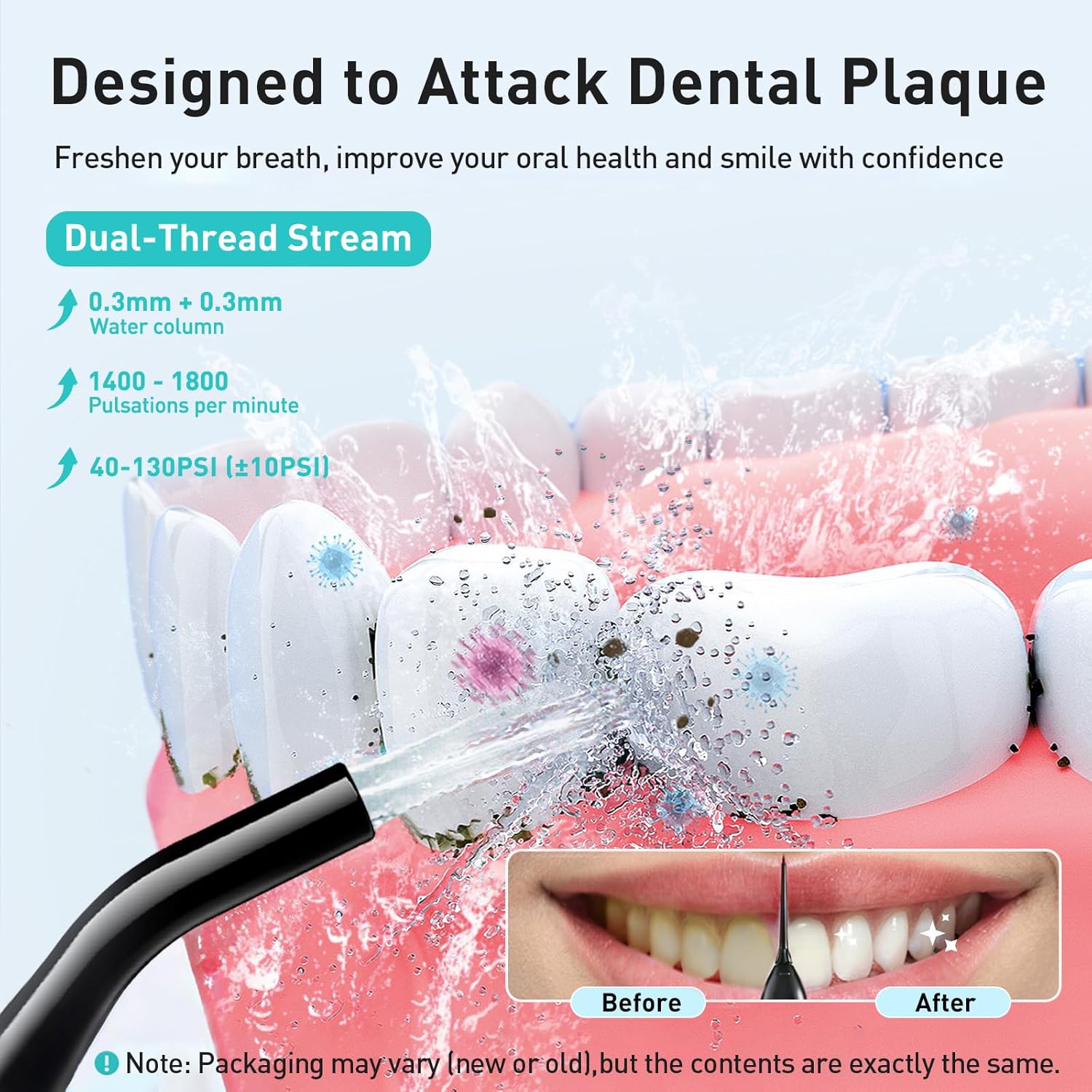 COSLUS Water Dental Flosser Teeth Pick C20: Portable Cordless Oral Irrigator 300ML Rechargeable Travel Irrigation Cleaner IPX7 Waterproof Electric Flossing Machine for Teeth Cleaning