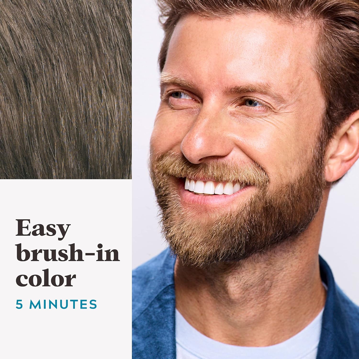 Just For Men Mustache & Beard multiple uses Beard Coloring for Gray Hair with Brush, With Keratin Biotin Aloe and Coconut Oil for Healthy Facial Hair Medium Brown, M-35, Pack of 1 (Packaging May Vary)