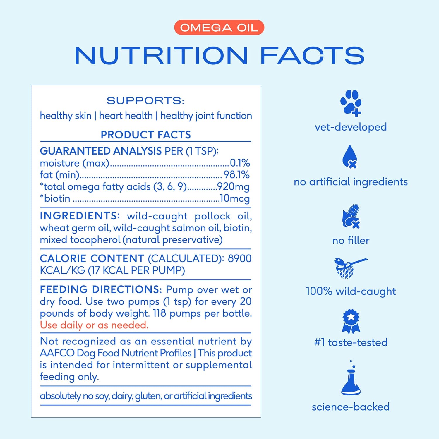 Native Pet Omega 3 Fish Oil for Dogs & Cats - Promotes Healthy Skin, Shiny Coat, & Strong Joints - Made with Wild Alaskan Salmon Oil for Dogs – Tasty, Fast-Absorbing Omega 3 6 9 Liquid SupTLement- 8oz