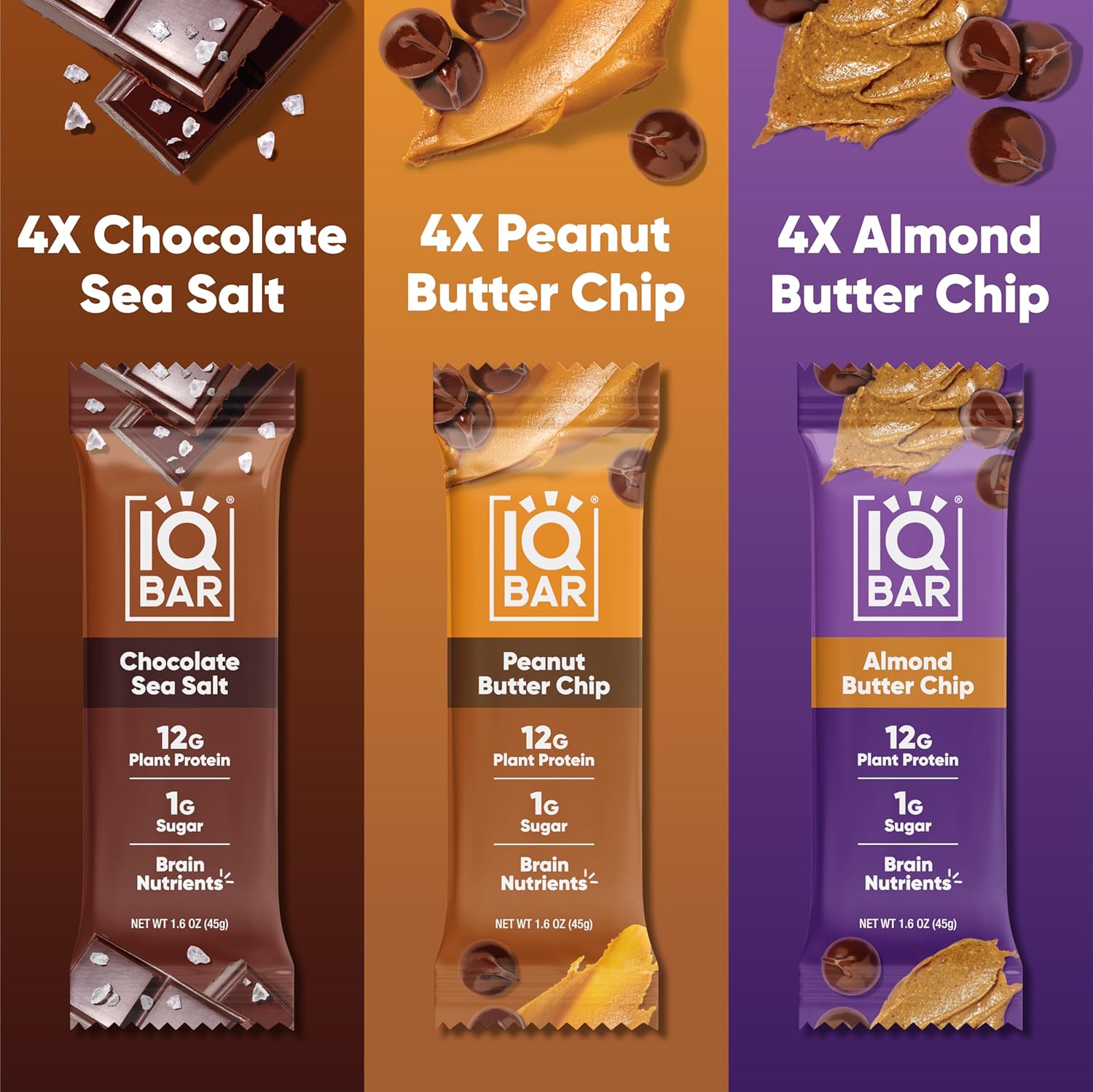 IQBAR Clean TLant Protein Bars - Chocolate Lovers Variety - 12 Count - Keto, Vegan, High Fiber, Gluten and Dairy Free, Low Sugar Snack - Brain and Body Nutrients for Focus, Energy, Meal ReTLacement