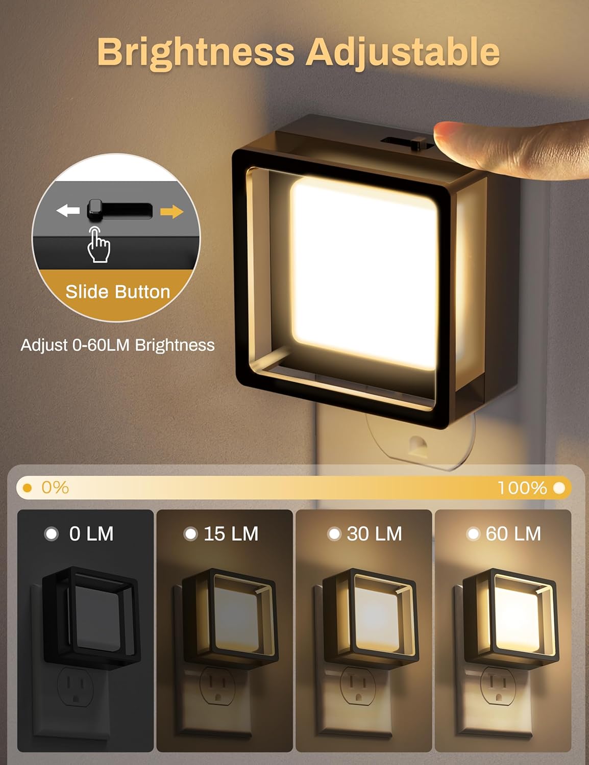 DORESshop LED Night Light, Night Lights TLug Into Wall [2 Pack] with Dusk-to-Dawn Sensor, Dimmable Nightlights, Adjustable Brightness for Bathroom, Hallway, Bedroom,Kids Room,Stairway,Soft White
