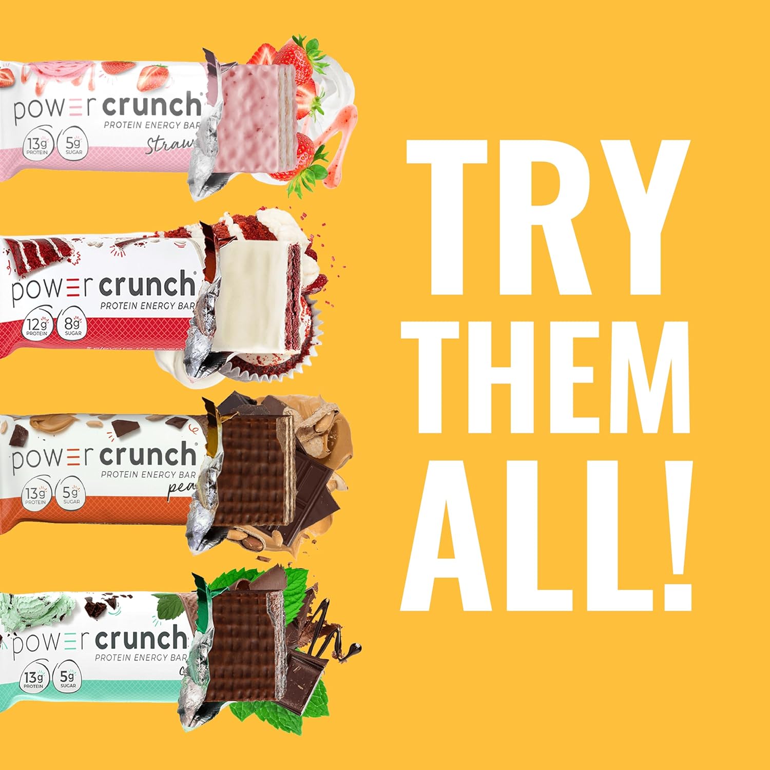power crunch whey protein bars strawberry cream 1.4 oz 12 count high protein snacks