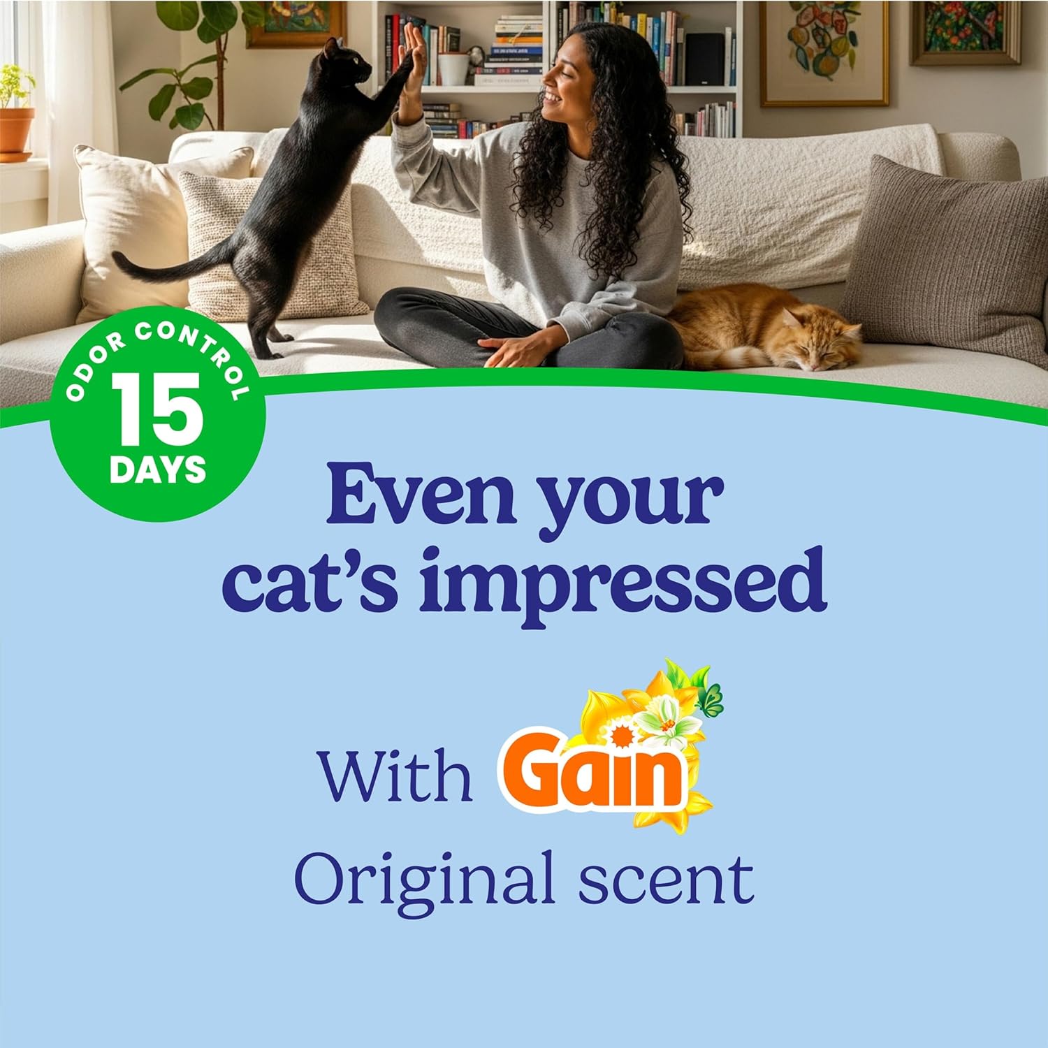 Fresh Step Odor Shield Advanced Multi Cat Clumping Litter with Febreze Freshness, Gain Original Scent, 18.5 lb Each, Pack of 2 (Package May Vary)