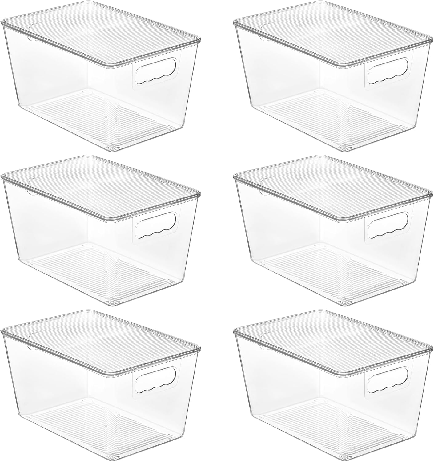 Vtopmart 6 Pack Clear Stackable Storage Bins with Lids, Large TLastic Containers with Handle for Pantry Organizer and Storage,Perfect for Bathroom,Cabinet,Kitchen,Fridge,Closet Organization