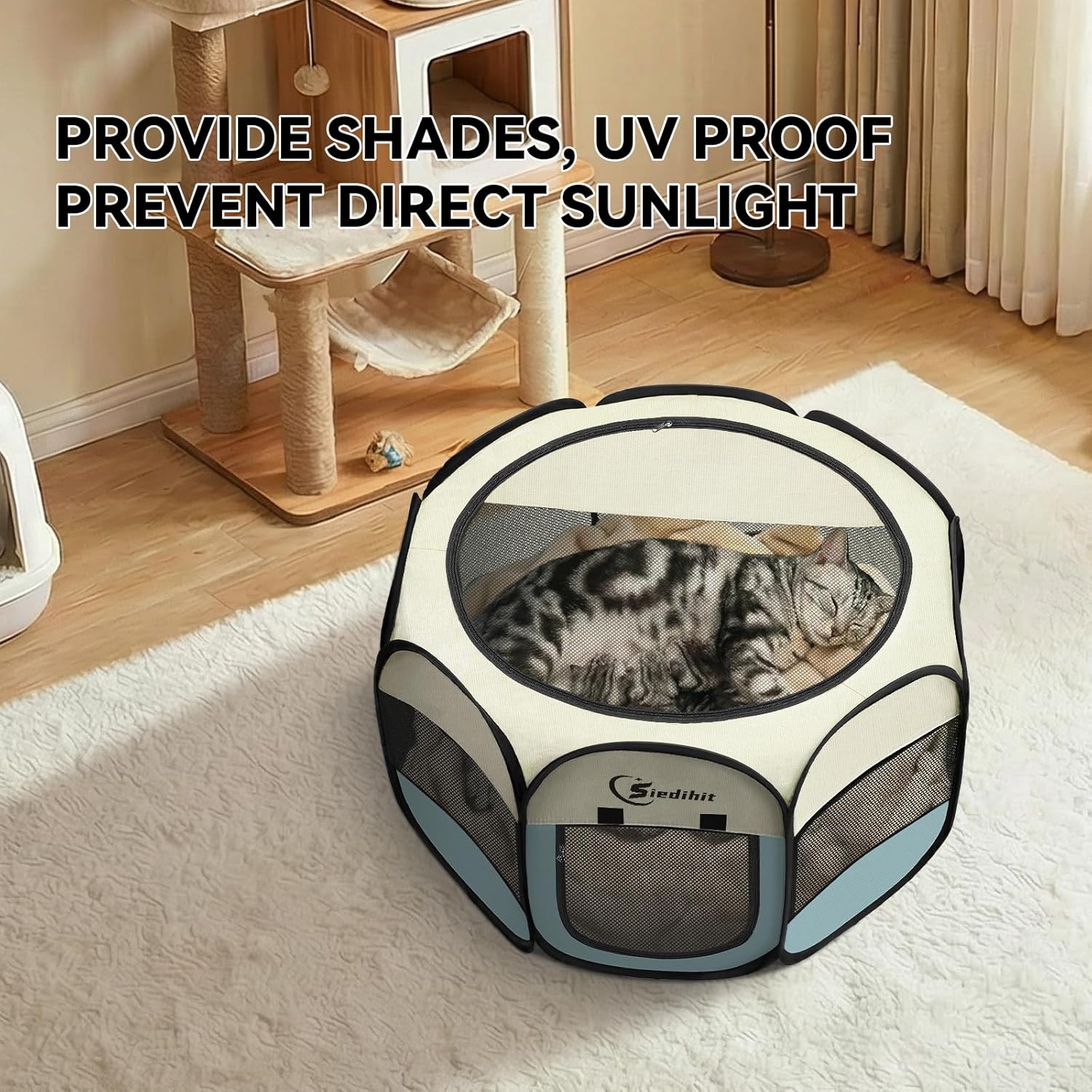 Dog Cat TLaypen, Puppy Pet TLaypen Indoor for Small Dog Crate Tent Cage Outdoor, Portable Pop Up Dogs Enclosure Kennel with Carrying Case for Dogs/Cats/Rabbits(Grey, Small