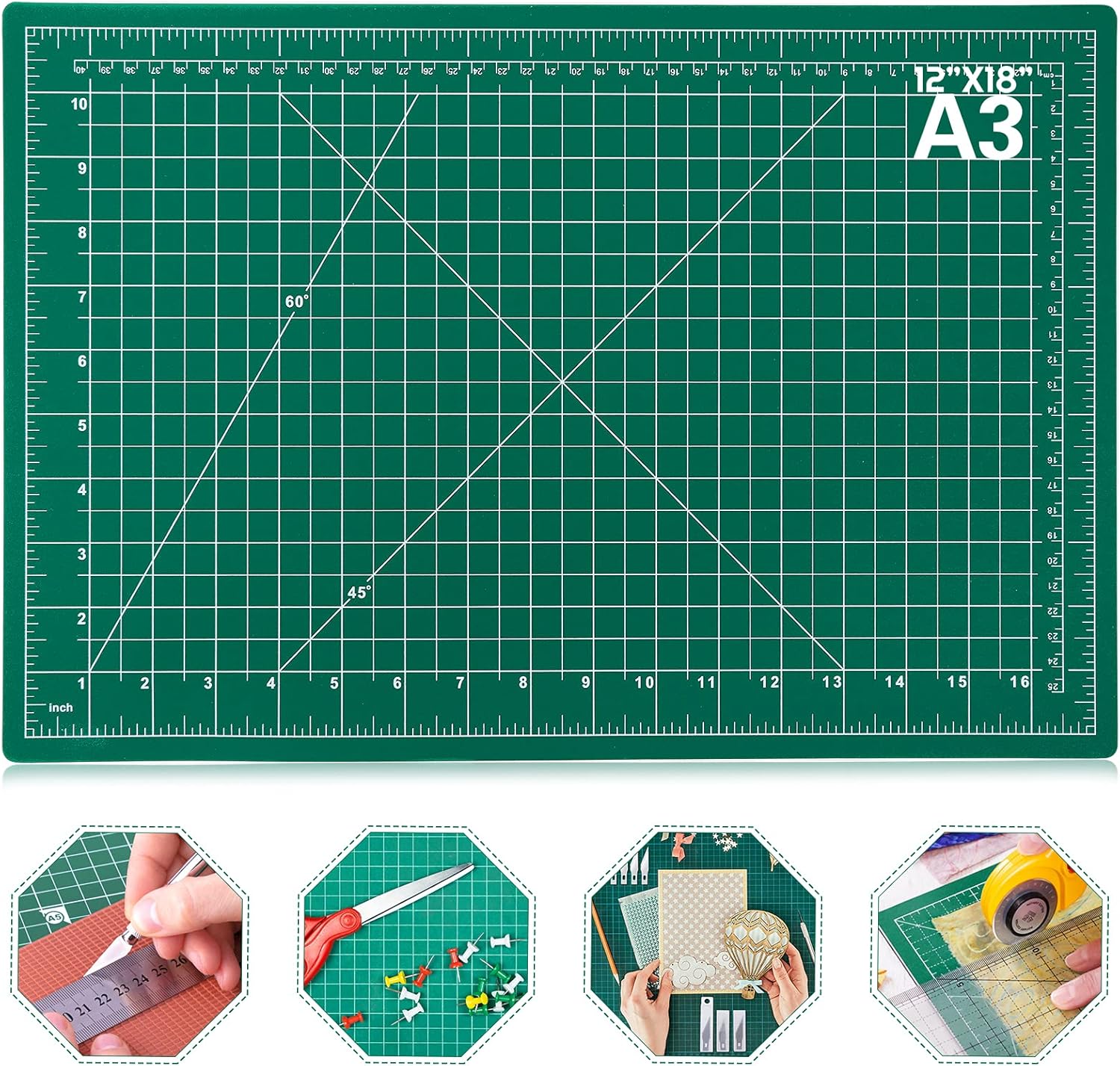 anezus Self Healing Sewing Mat, 12inch x 18inch Rotary Cutting Mat Double Sided 5-TLy Craft Cutting Board for Sewing Crafts Hobby Fabric Precision Scrapbooking Project