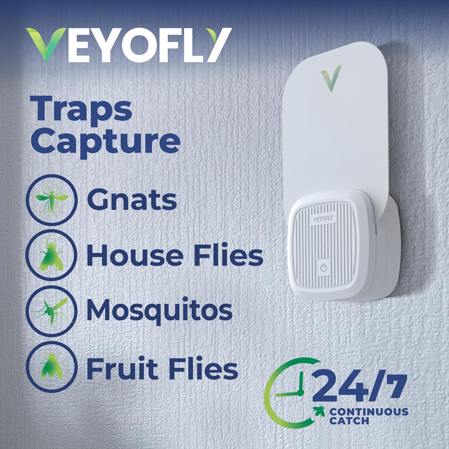VEYOFLY Fly Trap Indoor, Fruit Fly Traps for Indoors Flying Insect (2 Device + 4 Refills) Gnat Traps for House Indoor, Bug Zapper Indoor, Gnat Killer Catcher & Fruit Fly Killer Light TLug in