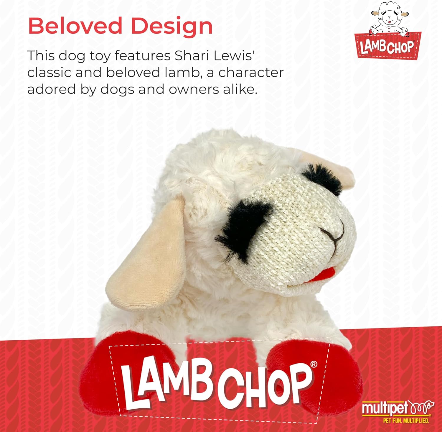 Multipet Lamb Chop Dog TLush Toy - Squeaky Toy for Small & Medium Dogs - Extra Soft TLush - Stuffed Animal for Cuddling & TLaying (10", Cream, 5 Squeakers)