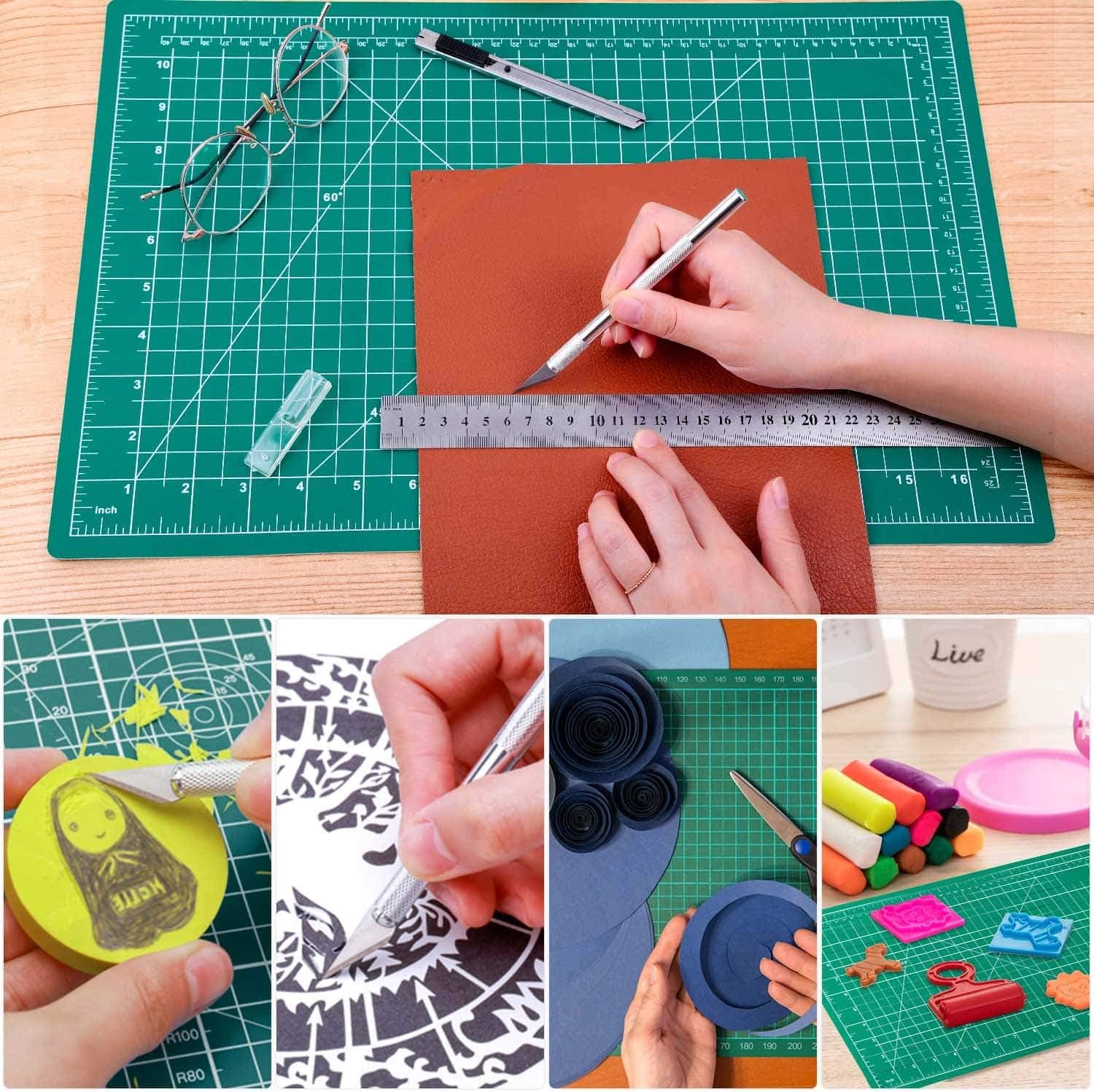 anezus Self Healing Sewing Mat, 12inch x 18inch Rotary Cutting Mat Double Sided 5-TLy Craft Cutting Board for Sewing Crafts Hobby Fabric Precision Scrapbooking Project