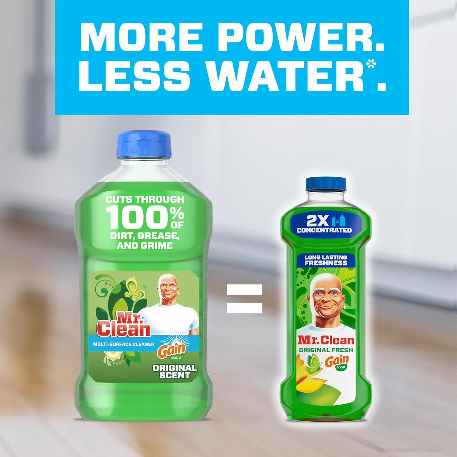 Mr. Clean All Purpose Cleaner, Floor Cleaner for Mopping Home, Bathroom, & Kitchen, Cleaning Liquid for Mop & Bucket, Cleaning SupTLies, Multi-Surface Dilutable, Gain, 41oz