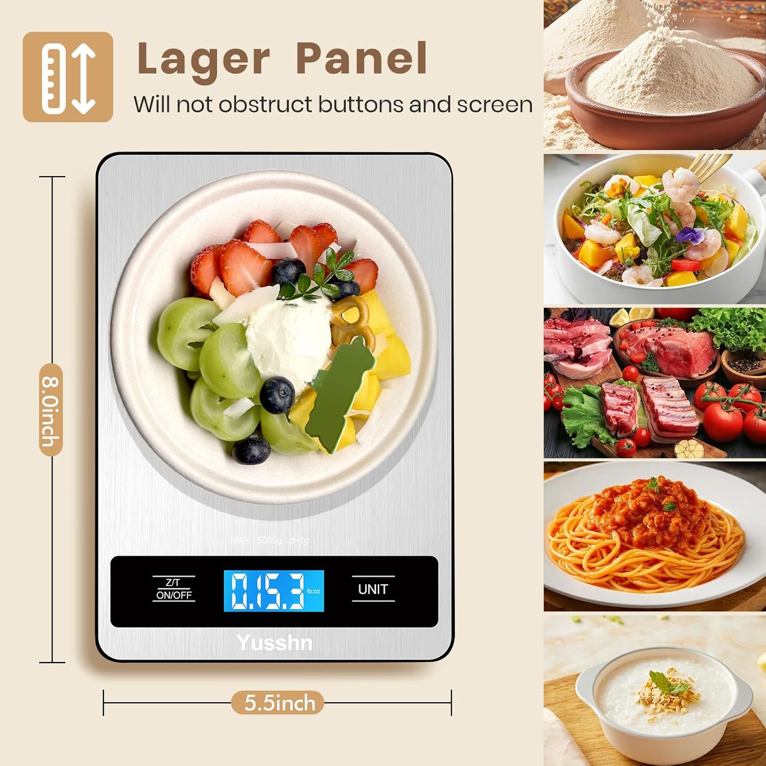 Food Scale, 11lb Kitchen Scale with 0.05oz/1g Precision, 6 Units Tare Function & LCD DisTLay, Stainless Steel Digital Scale for Baking, Cooking, Meal Prep - Kitchen Gadgets & Gifts, Home Essentials