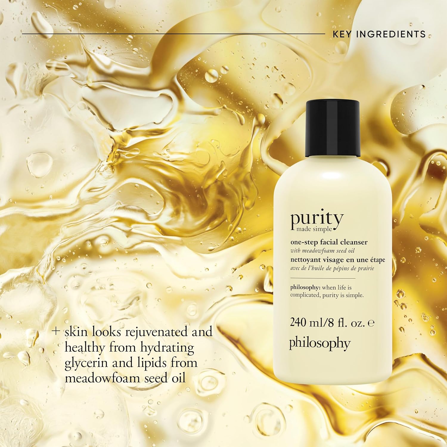 philosophy purity made simTLe one-step facial cleanser- with meadowfoam seed oil gently cleanses & melts away dirt, oil & stubborn makeup paraben-free face wash