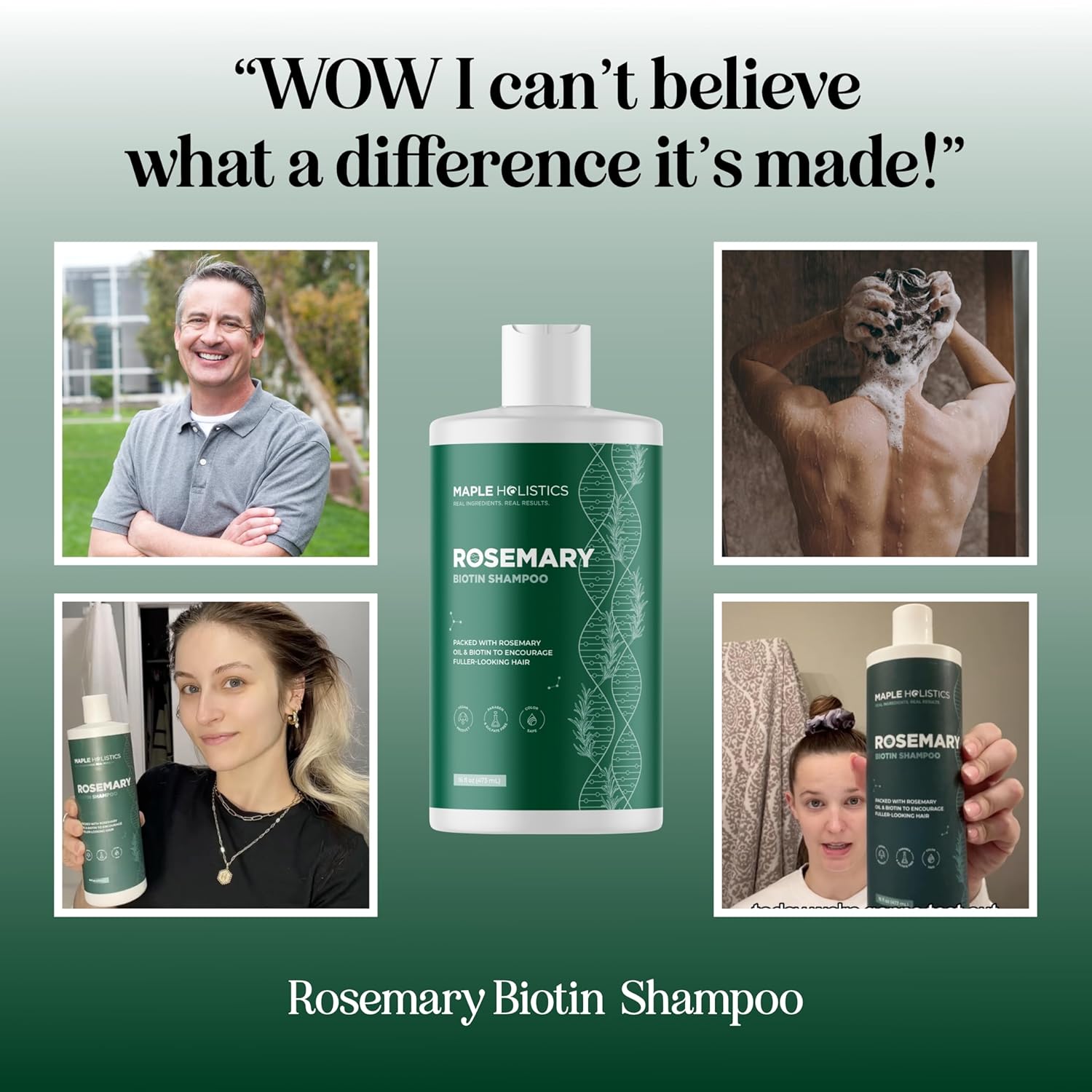 Volumizing Biotin and Rosemary Shampoo - Vegan Rosemary Biotin Shampoo for Thinning Hair for Women and Men with Nourishing B Vitamins & Tea Tree Oil - Paraben Silicone & Sulfate Free (16 Fl Oz)