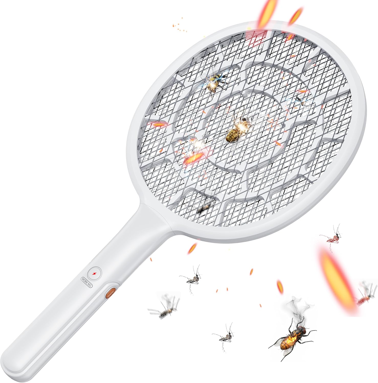 Electric Fly Swatter, Bug Zapper, Mosquito Zapper Racket | Gold Zone Voltage, Densest 3 mm Mesh, ApTLe-Like Weight - AA Battery Powered (not incl.) - Indoor & Outdoor Use with Pro Swat Tips