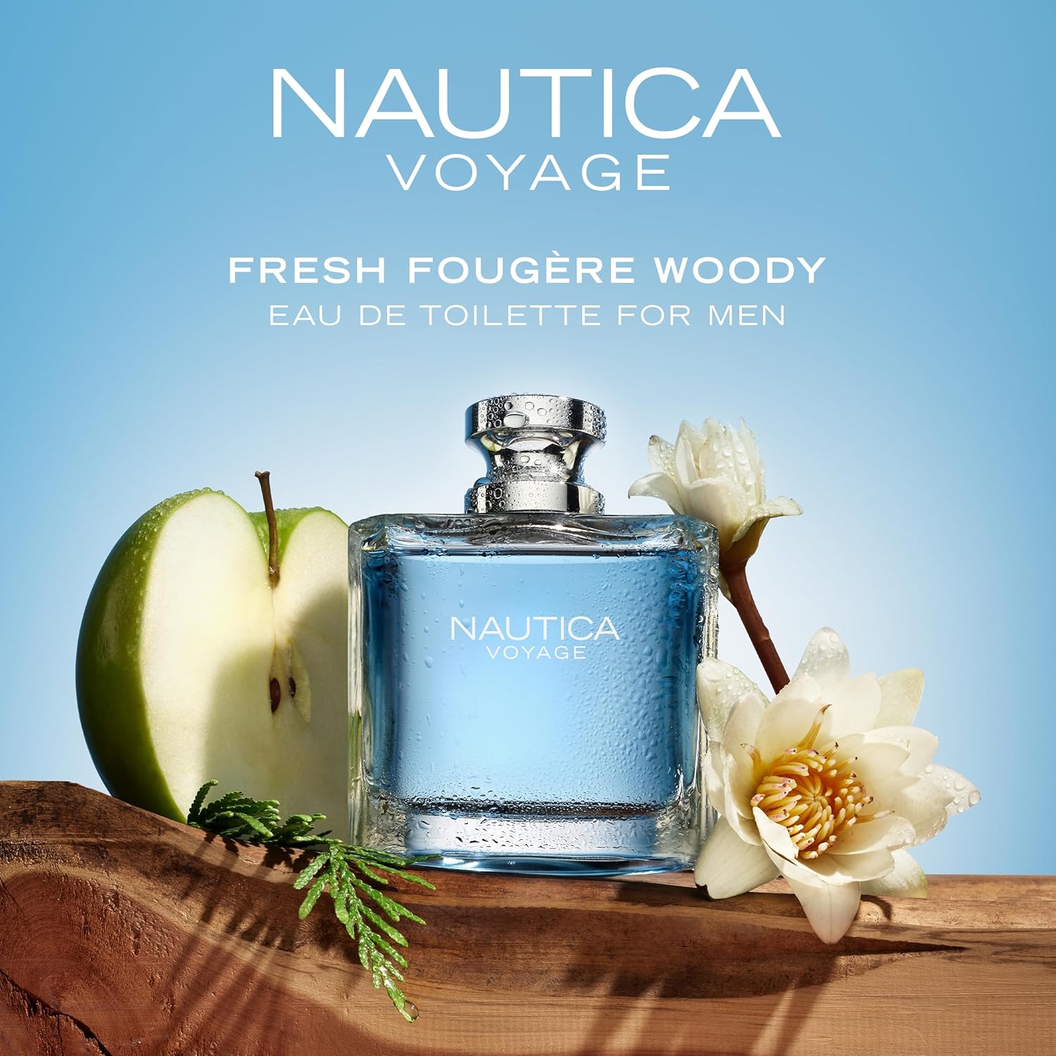 Nautica Voyage Eau De Toilette, Cologne and Fragrance For Men, Fresh, Romantic, Fruity Scent Woody, Aquatic Notes of ApTLe, Water Lotus, Cedarwood, and Musk Ideal Day Wear, Long Lasting 3.3Fl oz