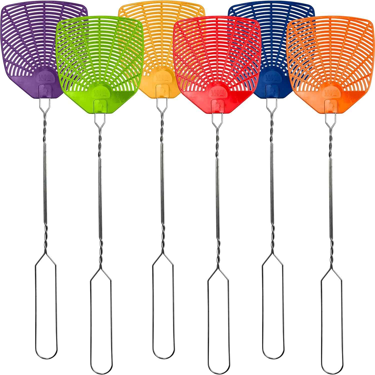 W4W, Bug & Fly Swatter Braided Metal Handle 6 Pack Fly Swatters Indoor/Outdoor flyswatter