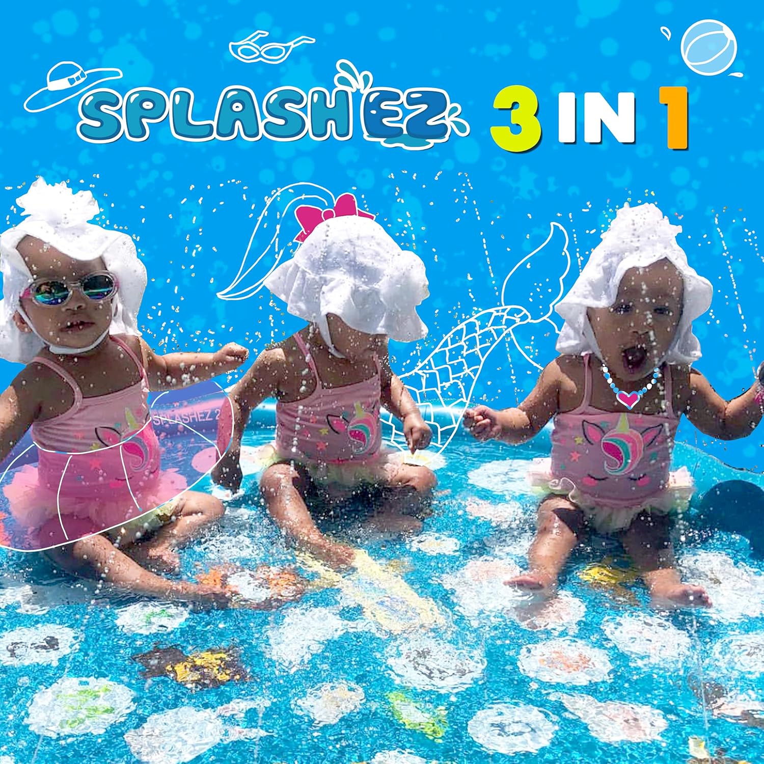 STLashEZ 3-in-1 STLash Pad, Sprinkler for Kids & Baby Pool for Learning – Toddler Sprinkler Pool, 60’’ Outside Water Toys – “from A to Z” Outdoor TLay Mat for Babies & Toddlers