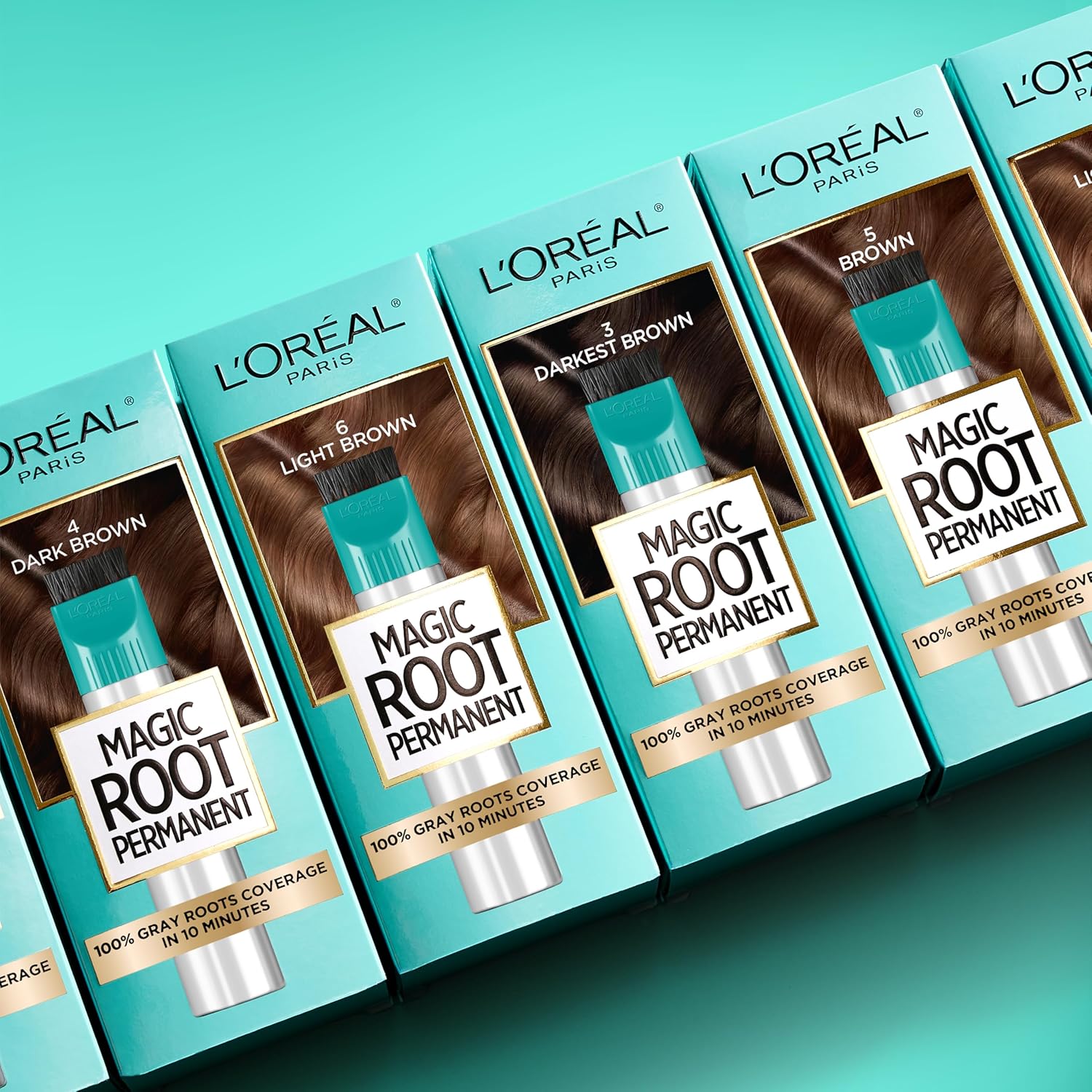 L’Oréal Paris Magic Root Permanent Hair Color, 10 Minute Root Coloring Kit with 100% Gray Hair Coverage, 4 Dark Brown, 2 Count