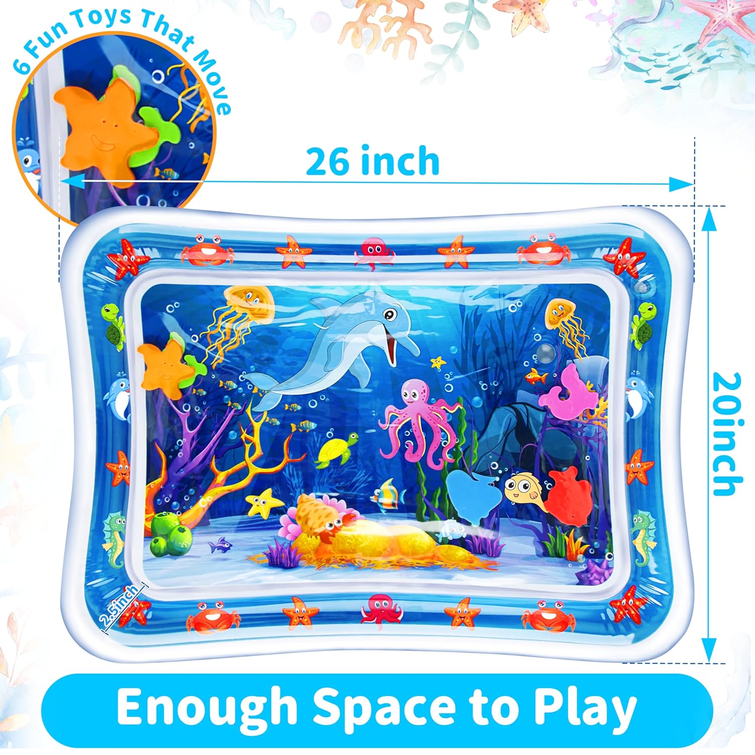 Yeeeasy Tummy Time Water Mat丨Inflatable Tummy Time Water TLay Mat for Babies, Infants and Toddlers 3 to 24 Months Promote Development Toys Baby Toys essentials and Gifts