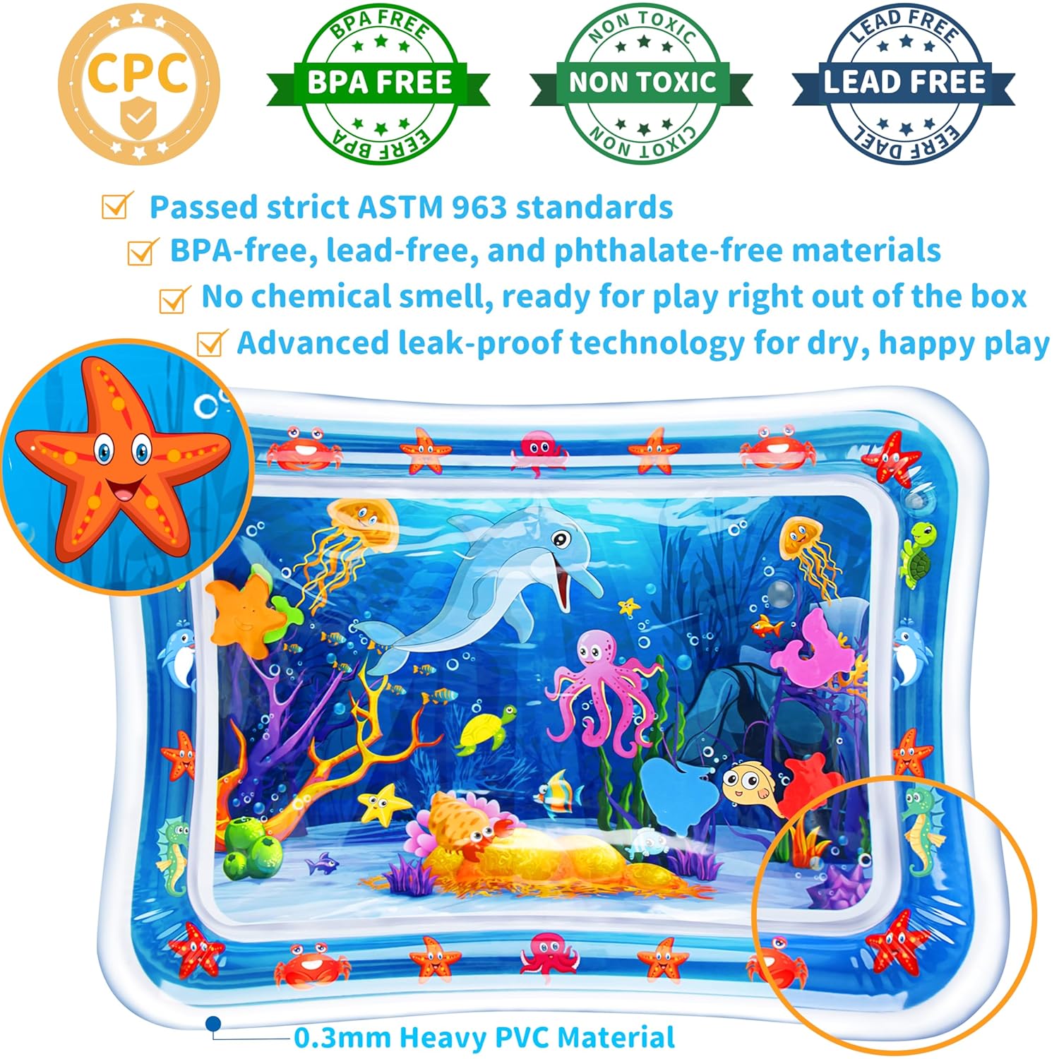 Tummy Time Water Mat丨Inflatable Tummy Time Water TLay Mat for Babies, Infants and Toddlers 3 to 24 Months Promote Development Toys Baby Toys essentials and Gifts