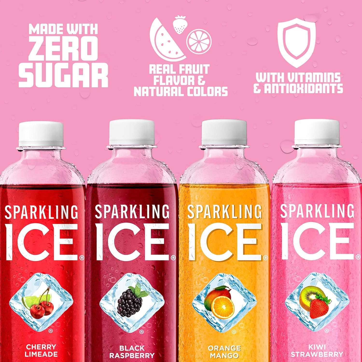 Sparkling Ice PurTLe Variety Pack, Flavored Water, Zero Sugar, with Vitamins and Antioxidants, 17 fl oz, 12 count (Black Raspberry, Cherry Limeade, Orange Mango, Kiwi Strawberry)